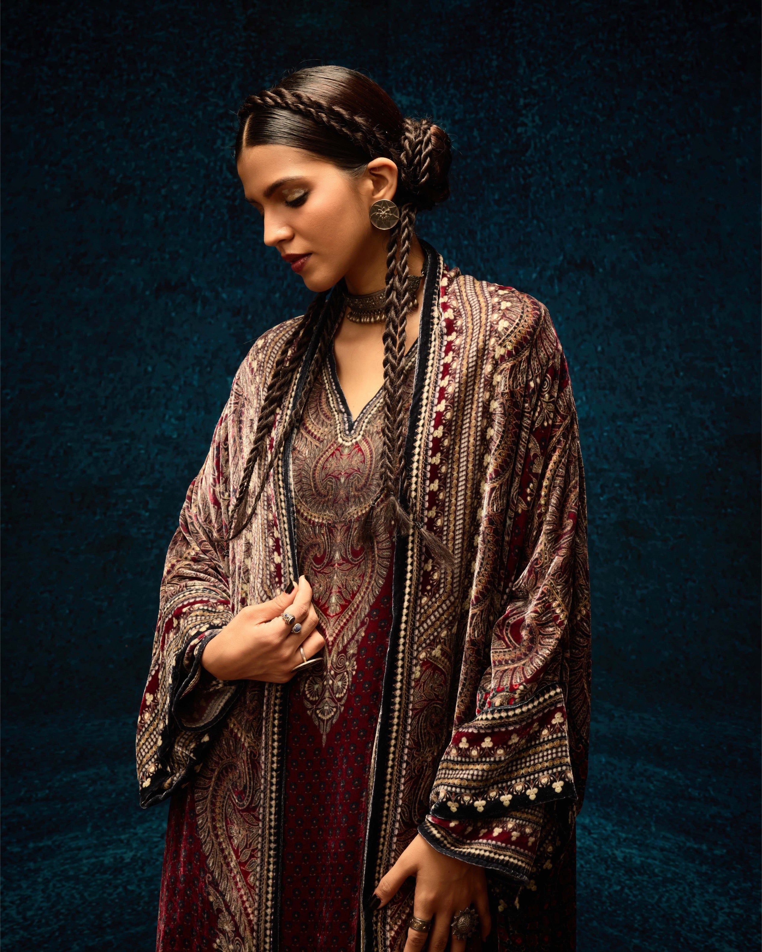 Ajrakh : Abaya - Red