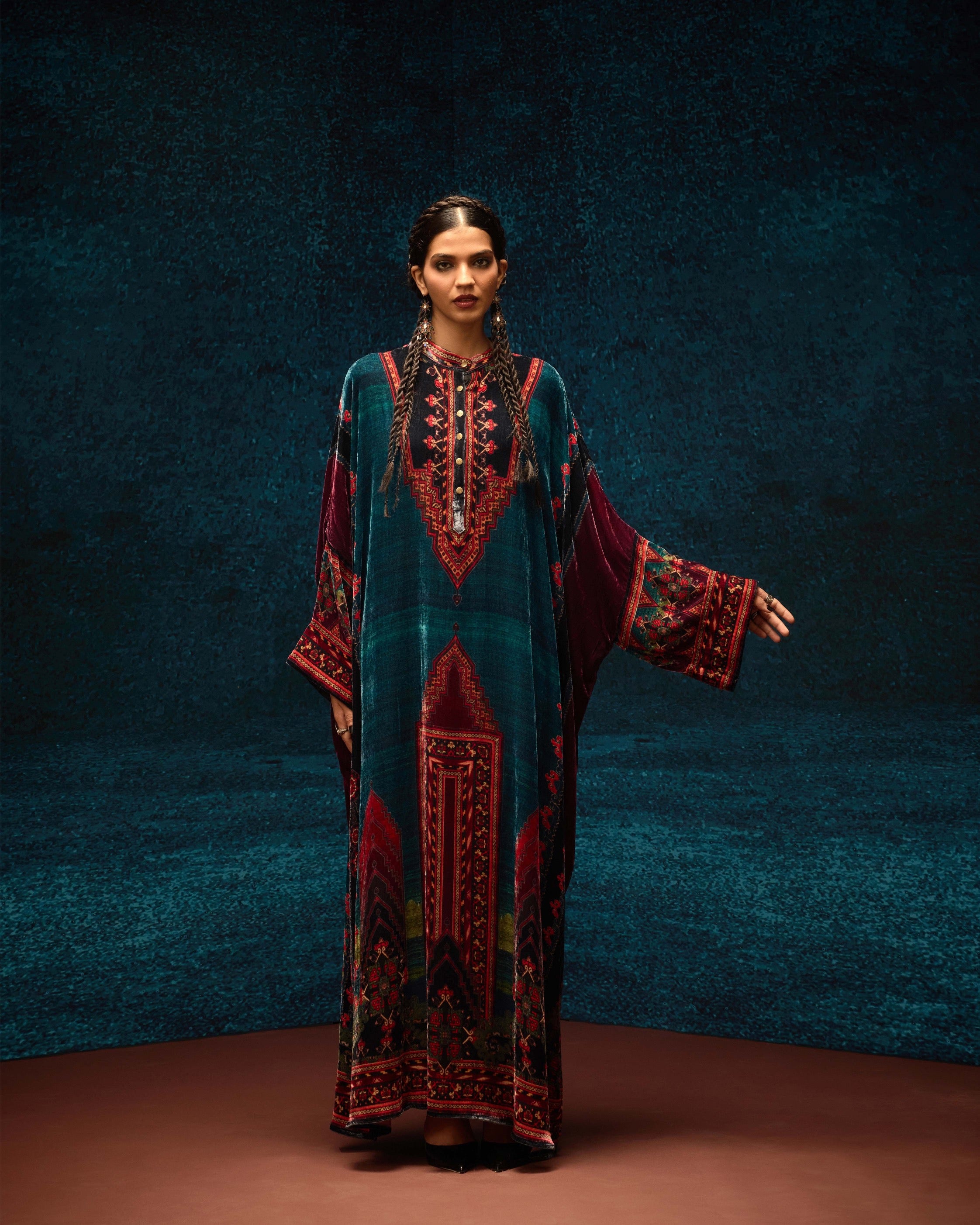 Ajrakh/Shiraz : Clarice - Teal