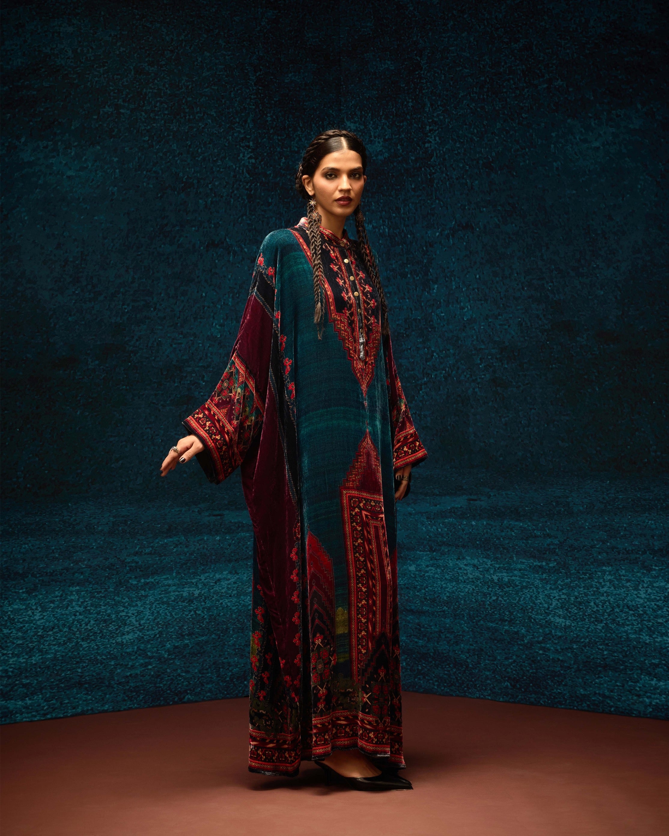 Ajrakh/Shiraz : Clarice - Teal