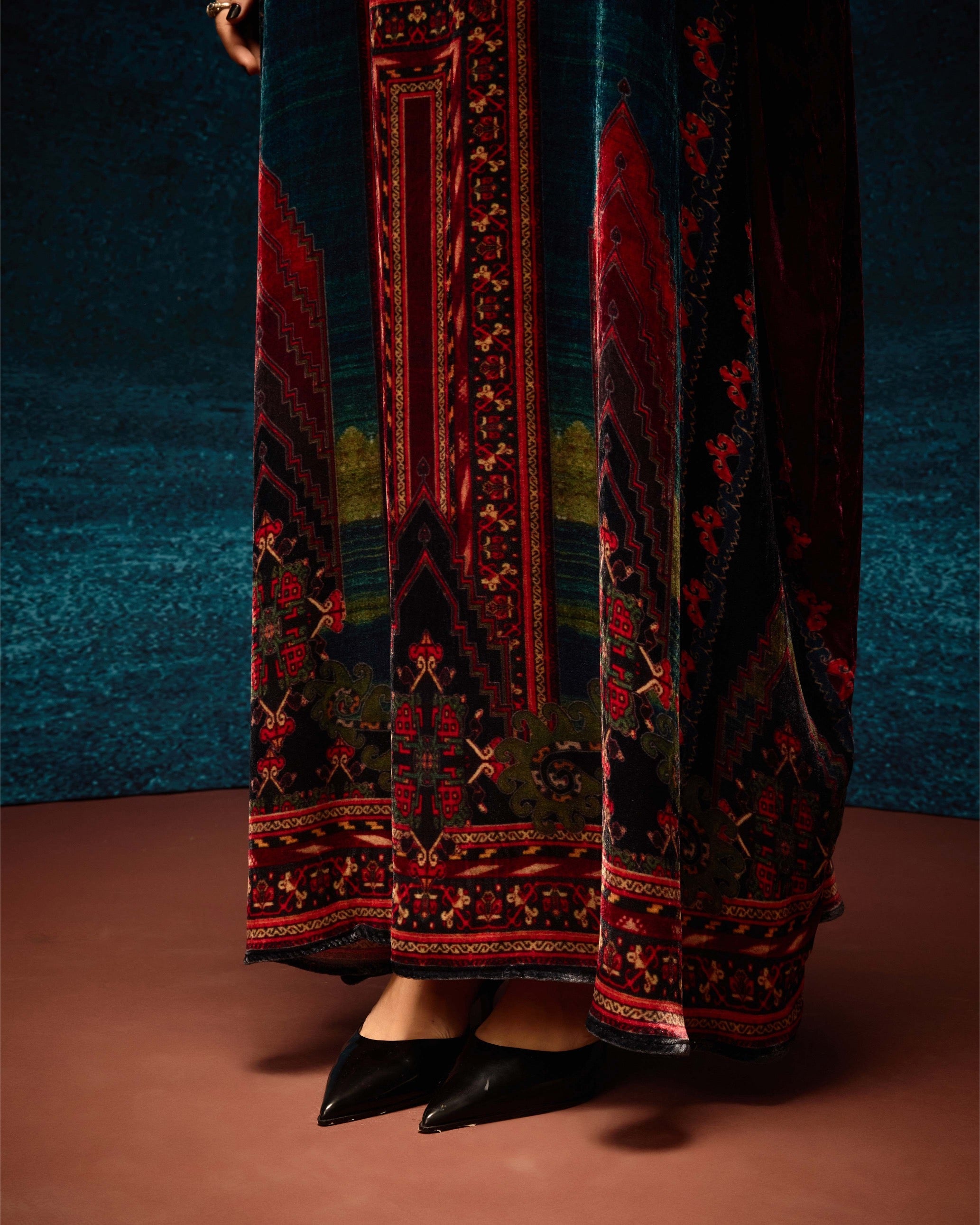 Ajrakh/Shiraz : Clarice - Teal