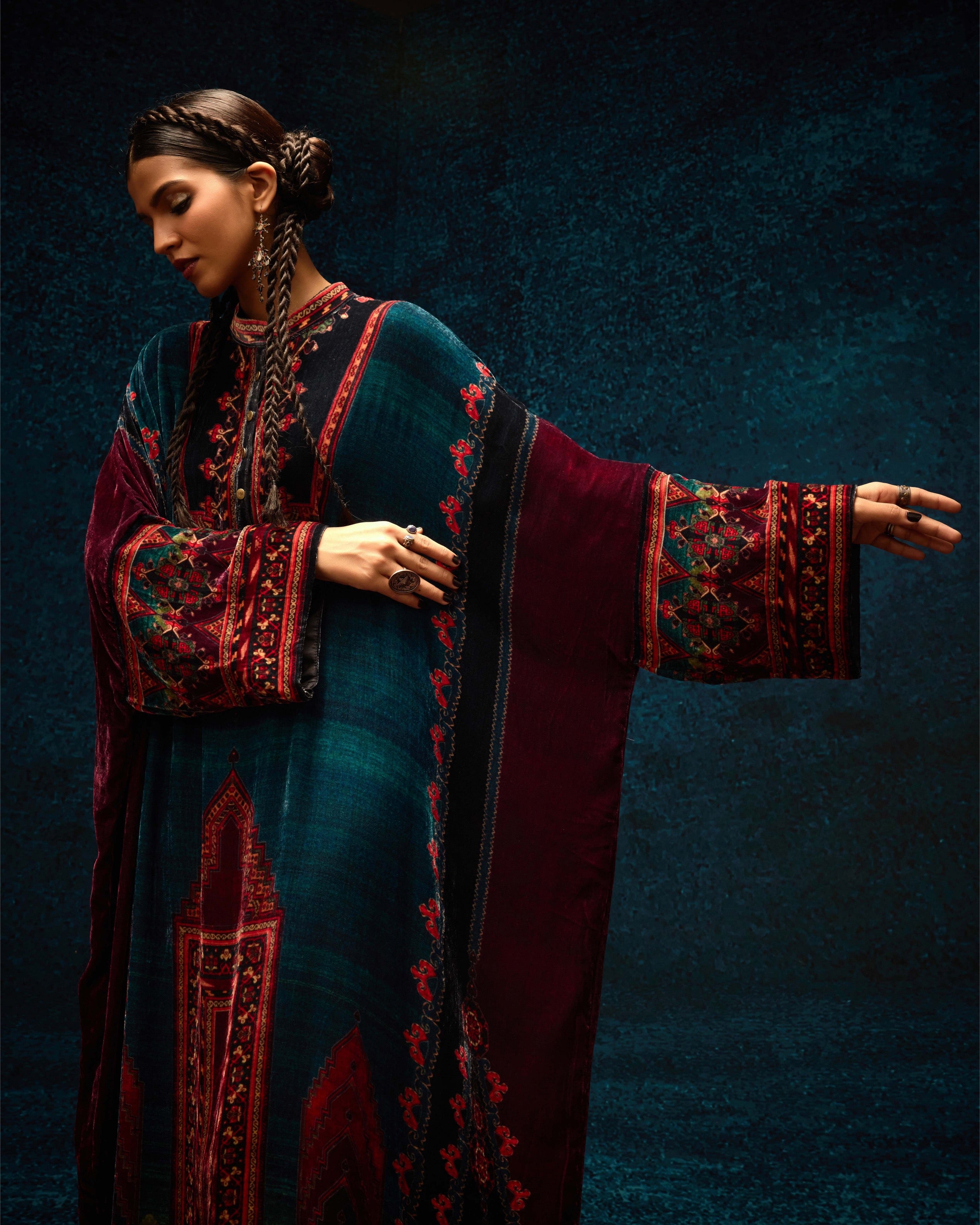 Ajrakh/Shiraz : Clarice - Teal
