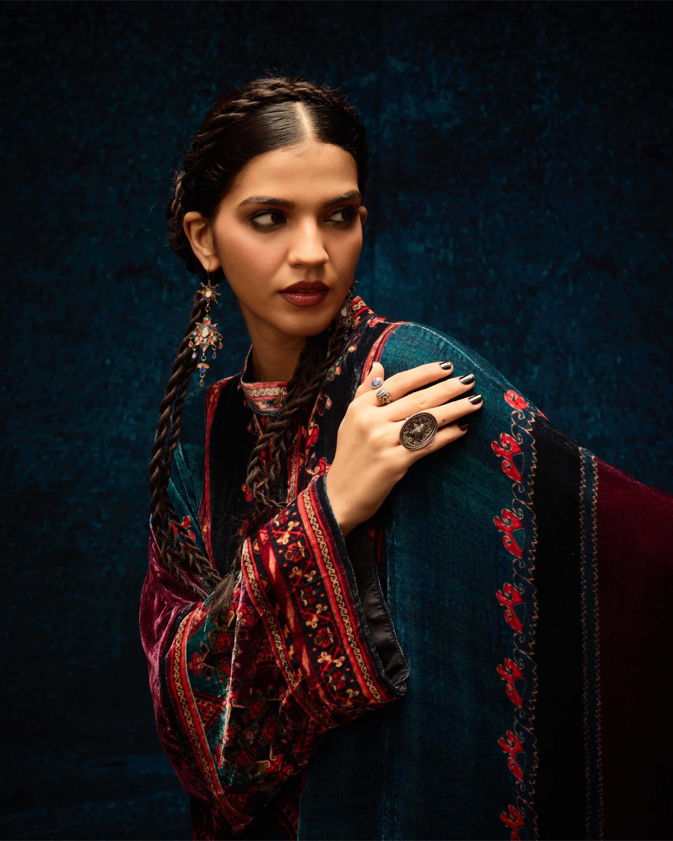 Ajrakh/Shiraz : Clarice - Teal