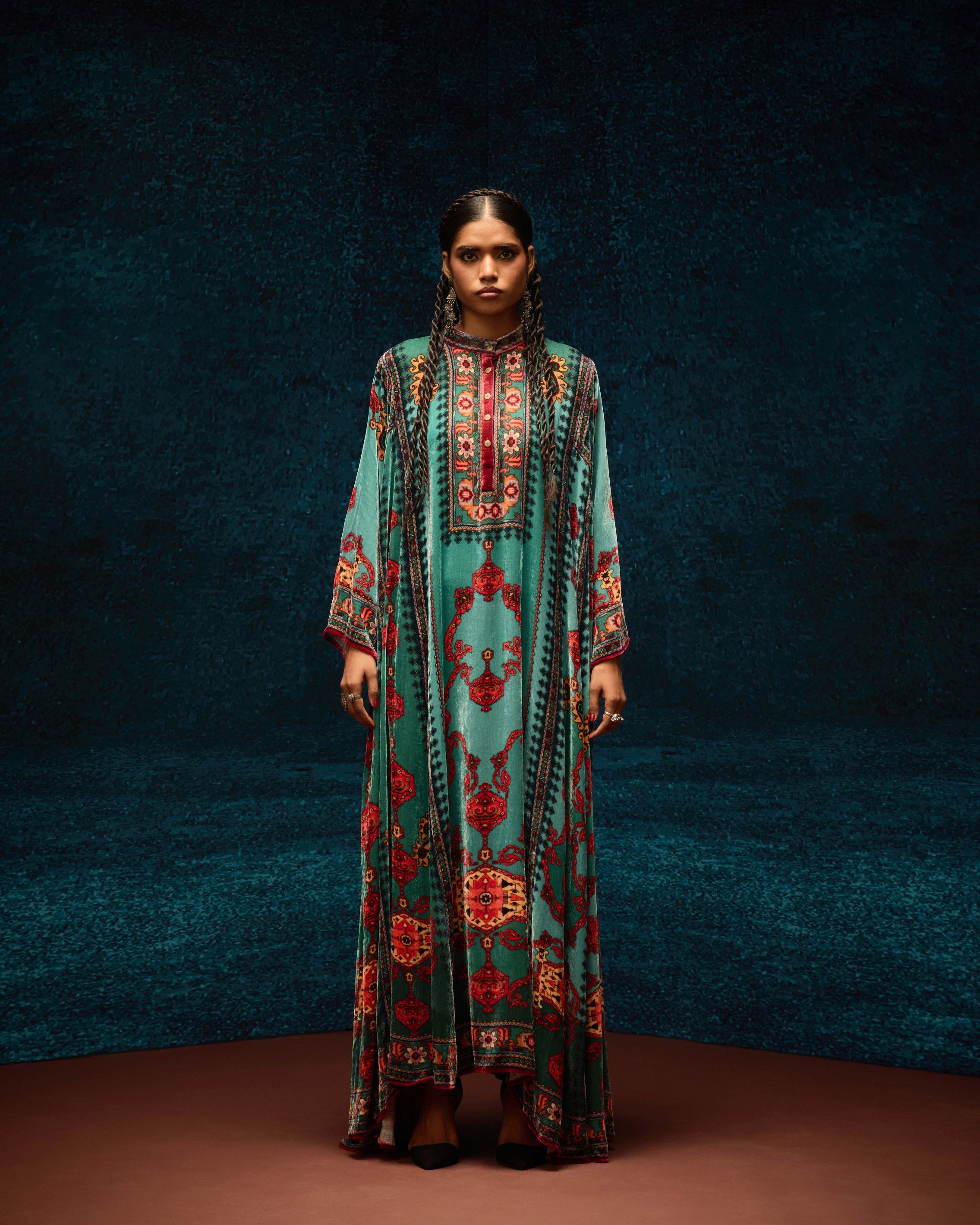 Ajrakh/Shiraj : Ghazala - Aqua