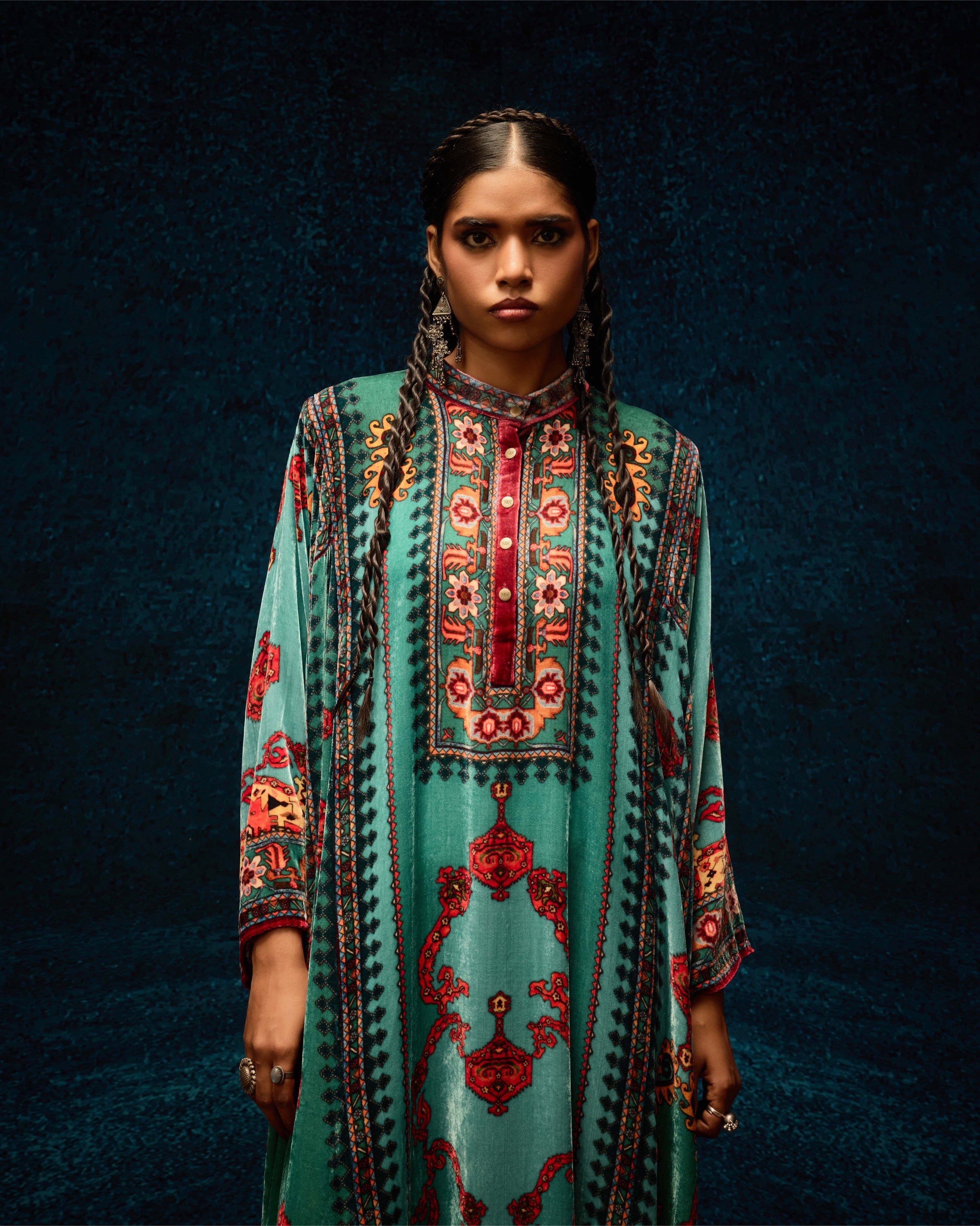 Ajrakh/Shiraj : Ghazala - Aqua