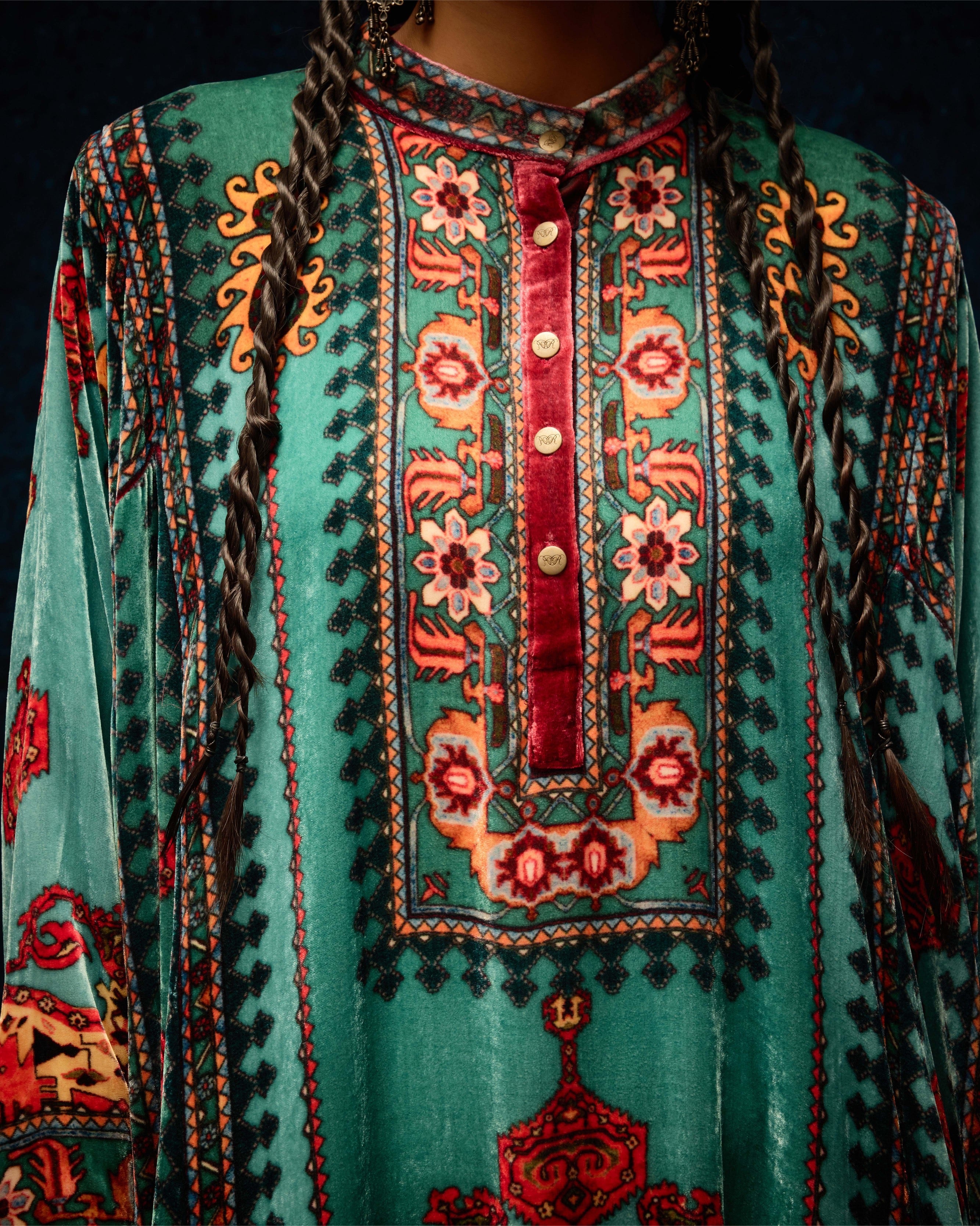 Ajrakh/Shiraj : Ghazala - Aqua