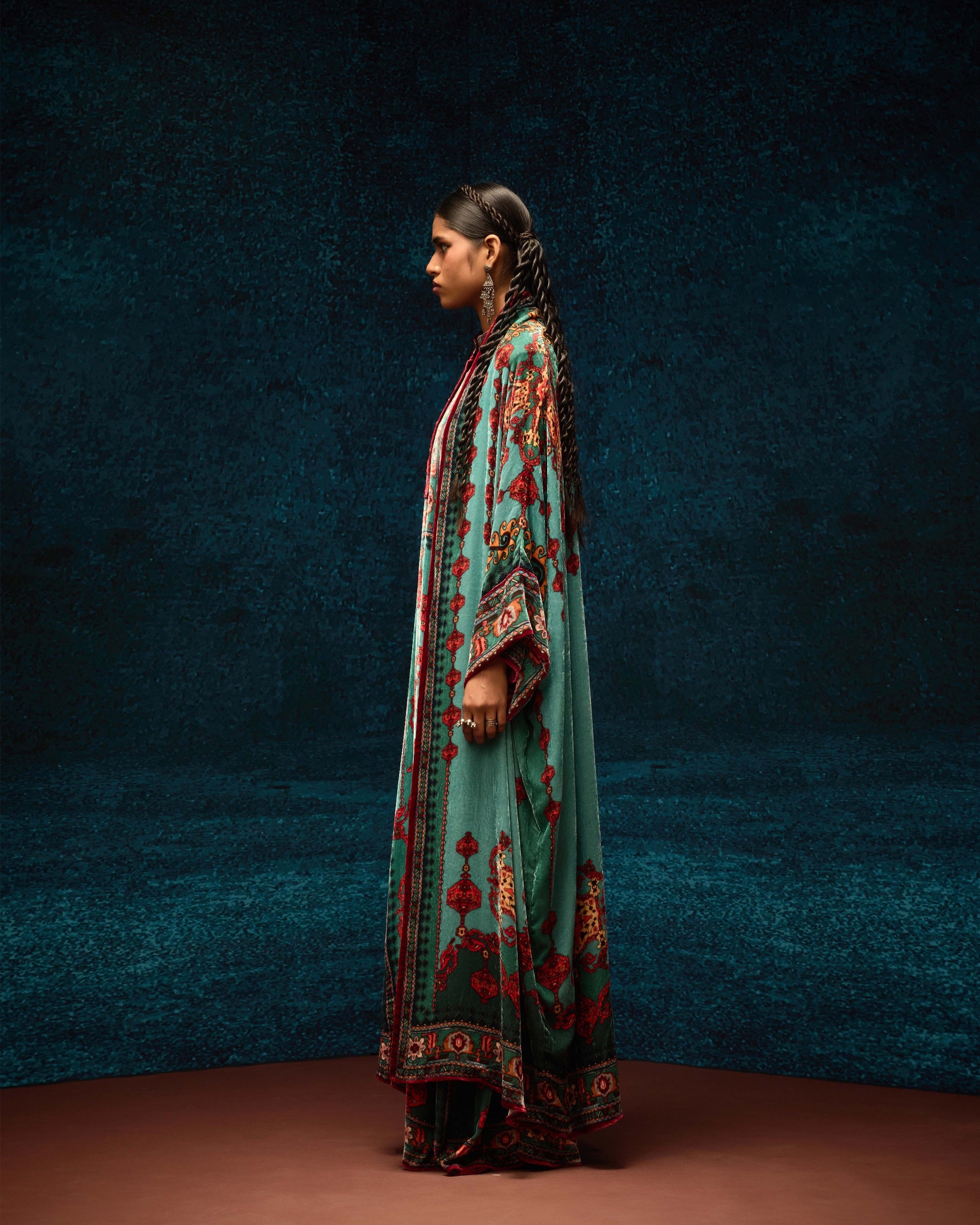 Ajrakh : Abaya - Aqua