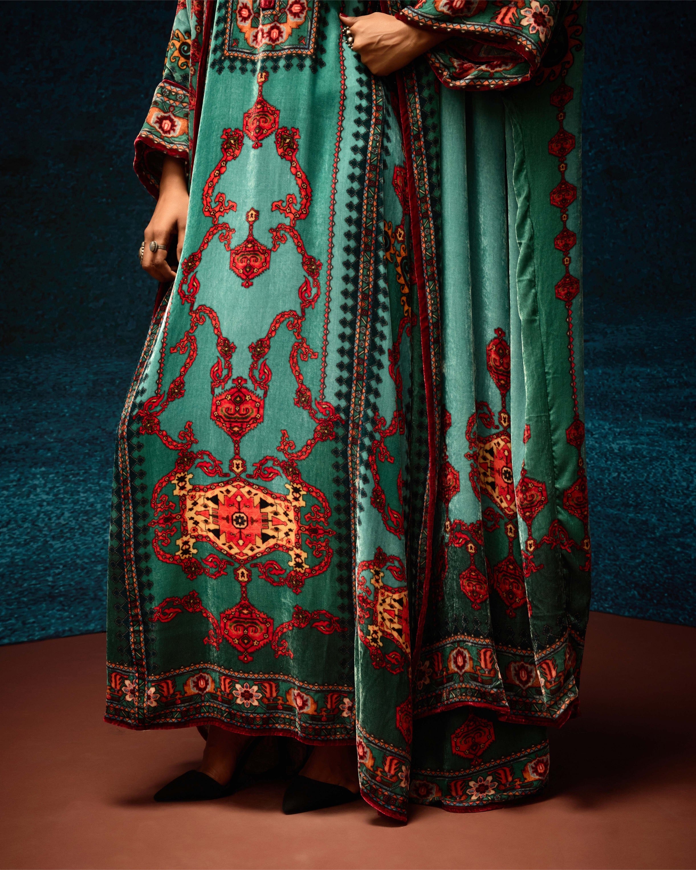 Ajrakh : Abaya - Aqua