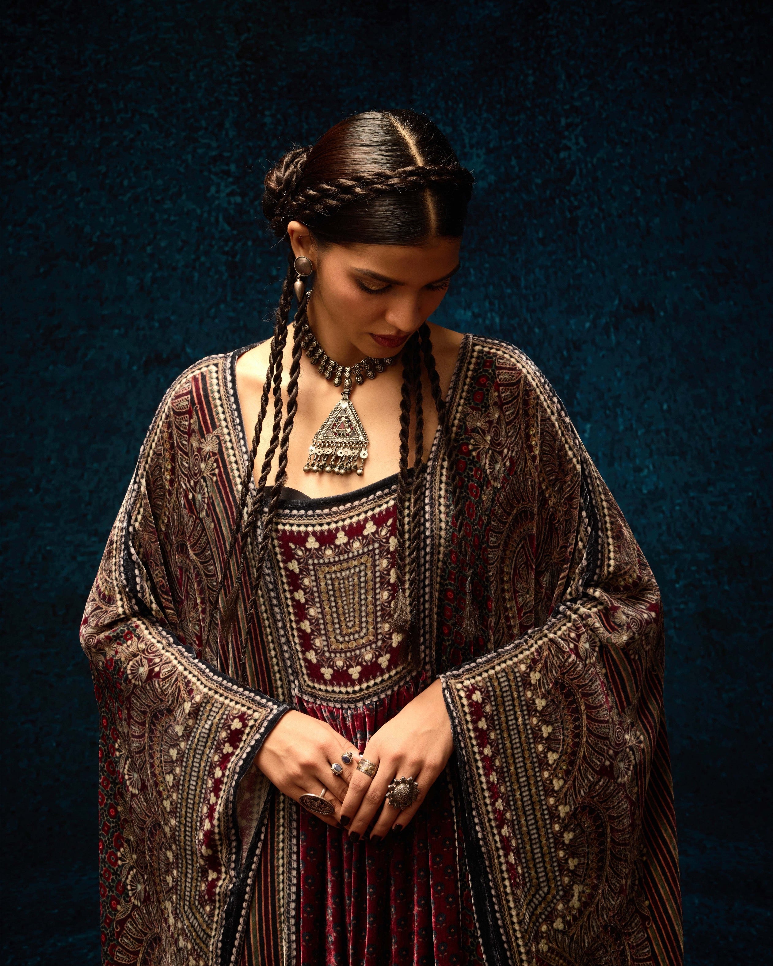 Ajrakh/Shiraz : Yolanda - Maroon