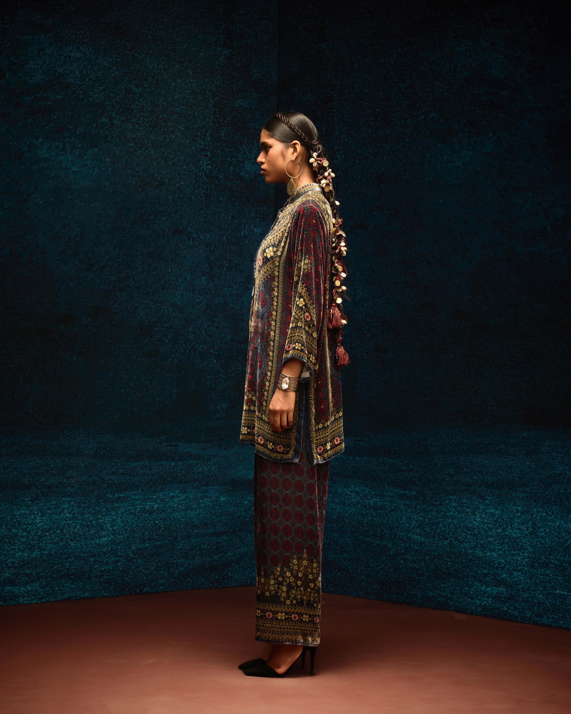 Ajrakh : Reza - Blue/Maroon