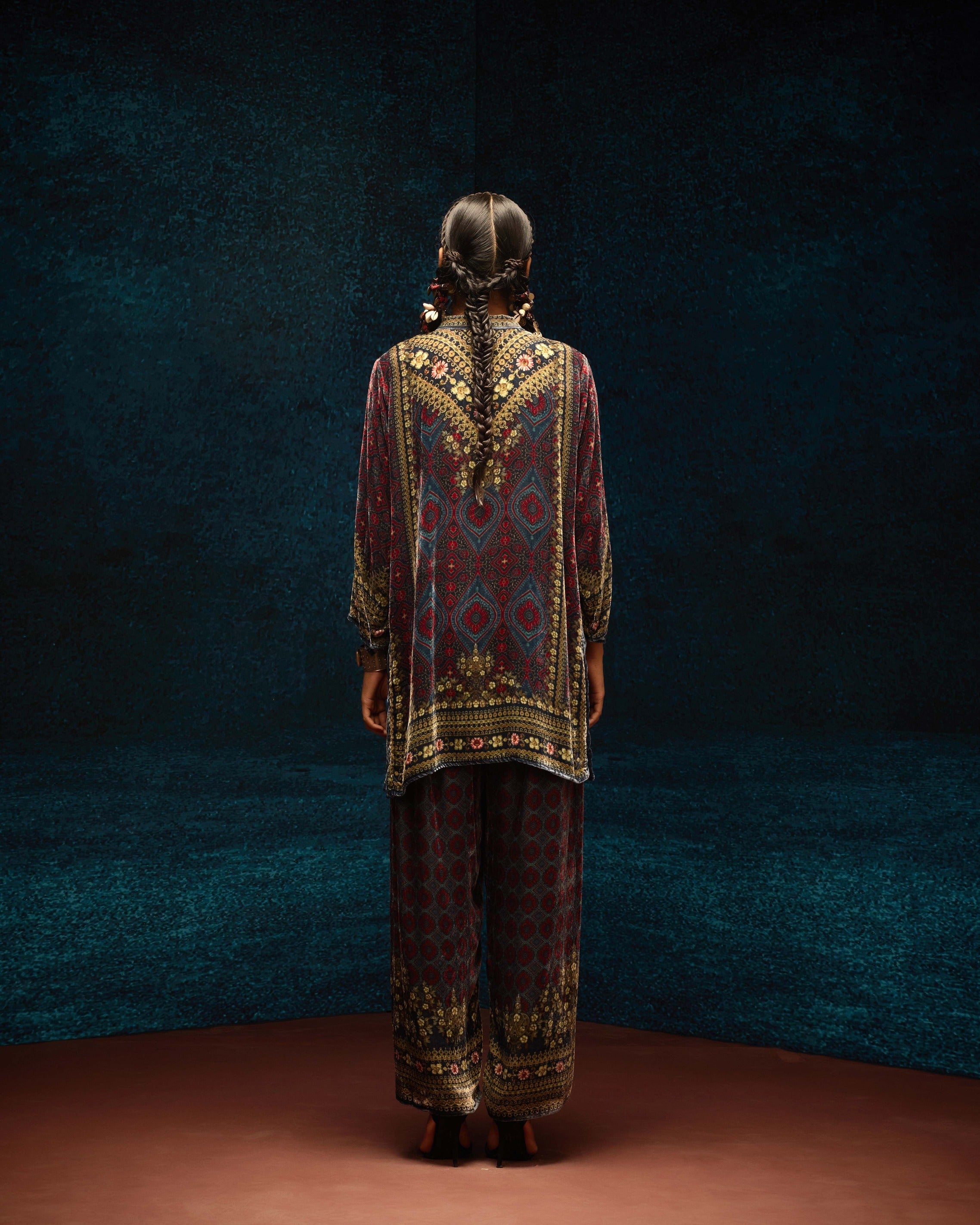 Ajrakh : Reza - Blue/Maroon