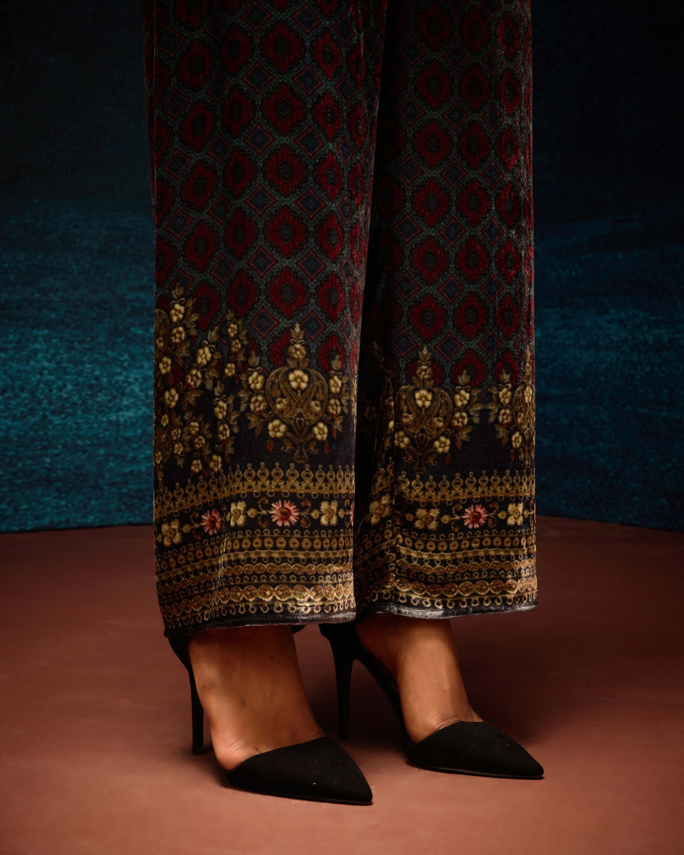 Ajrakh : Reza - Blue/Maroon