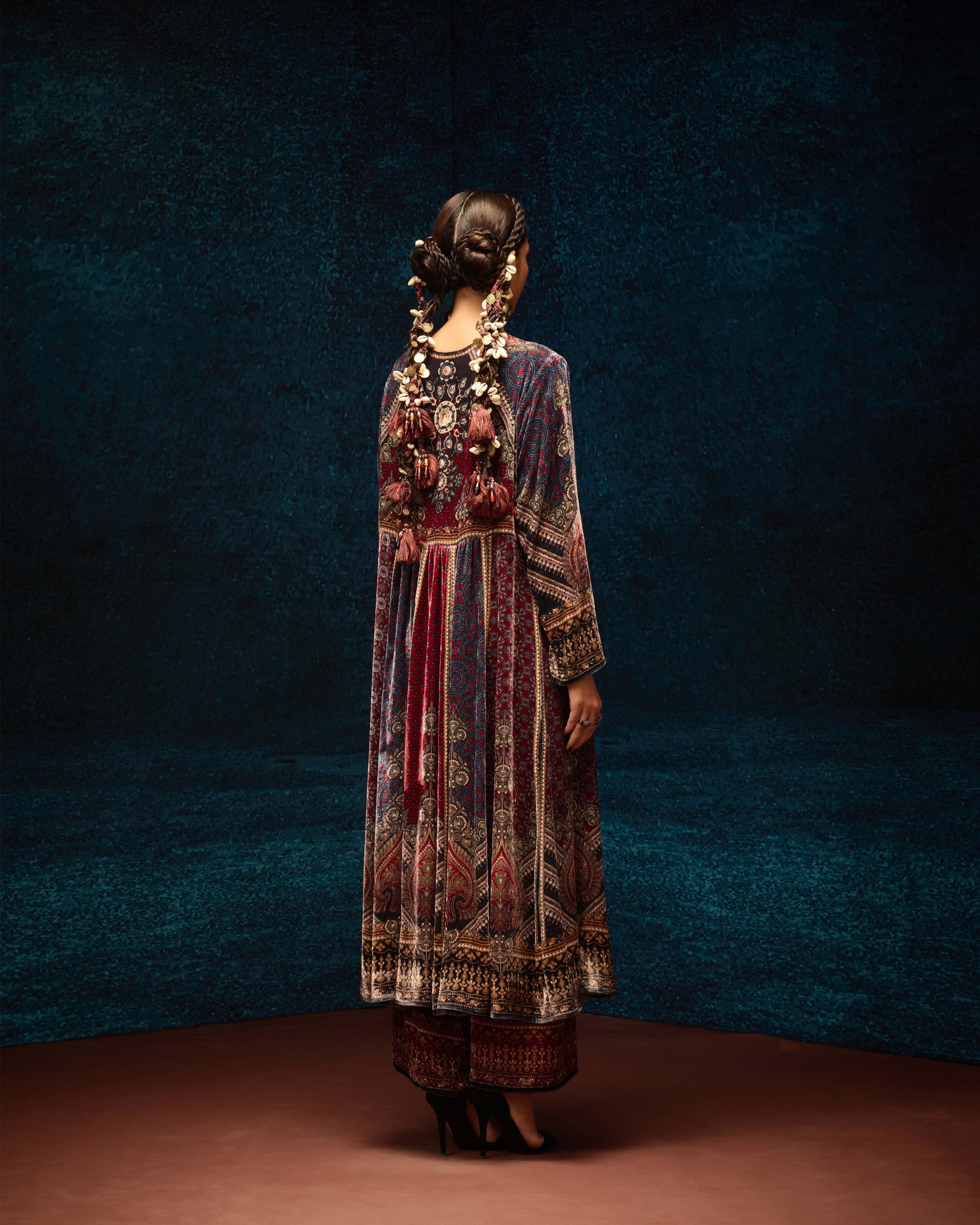 Ajrakh : Anisha - Maroon/Blue