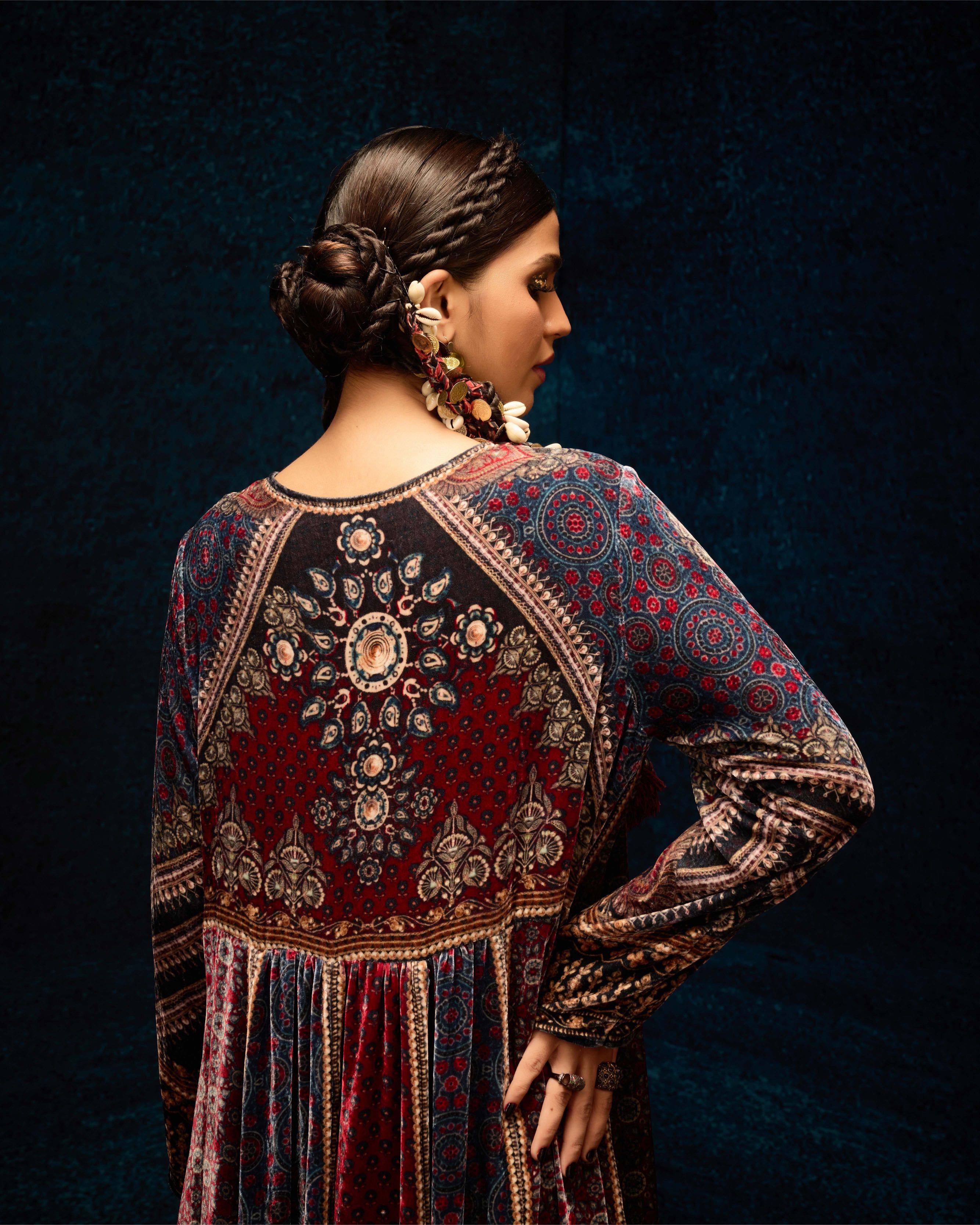 Ajrakh : Anisha - Maroon/Blue