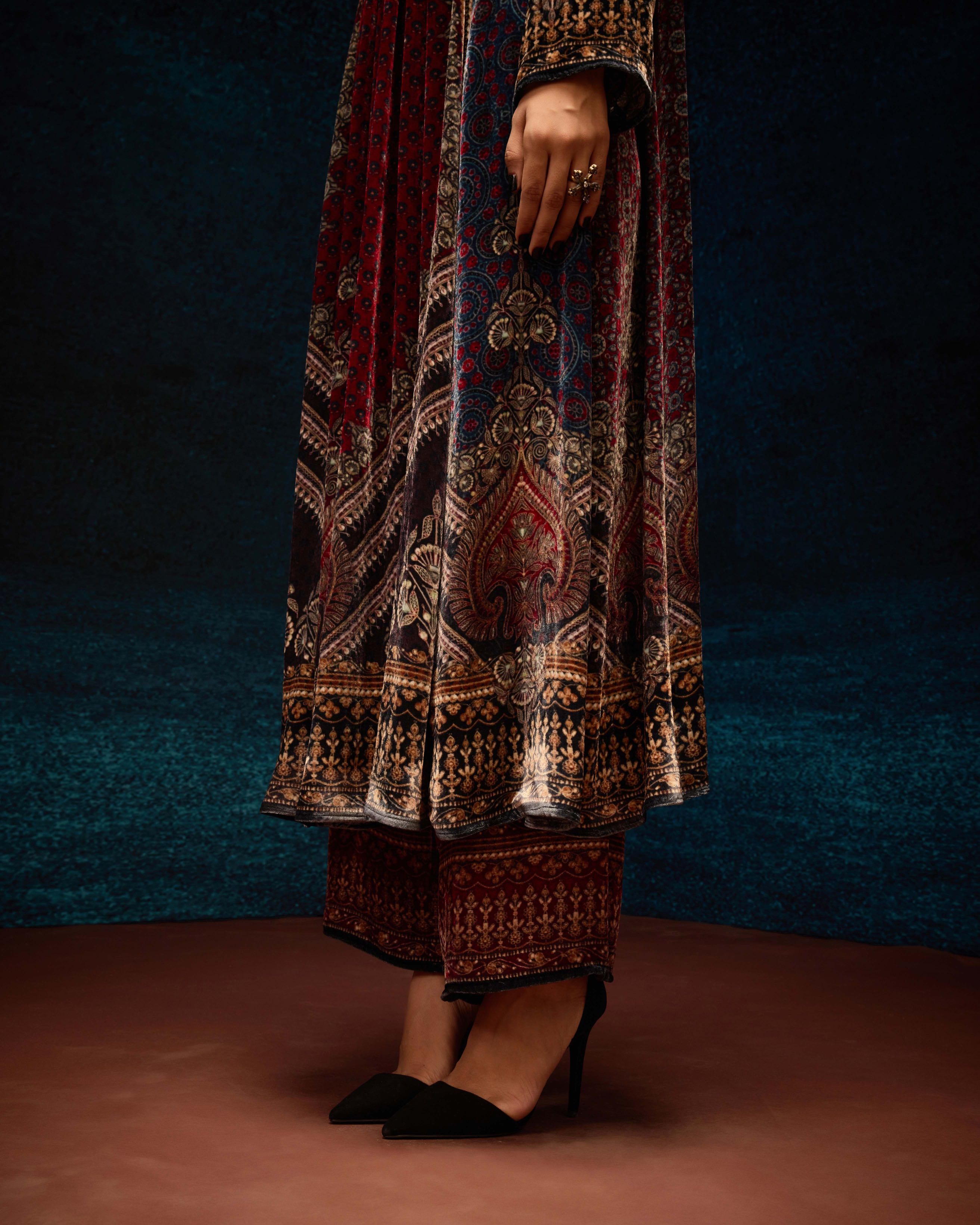 Ajrakh : Anisha - Maroon/Blue