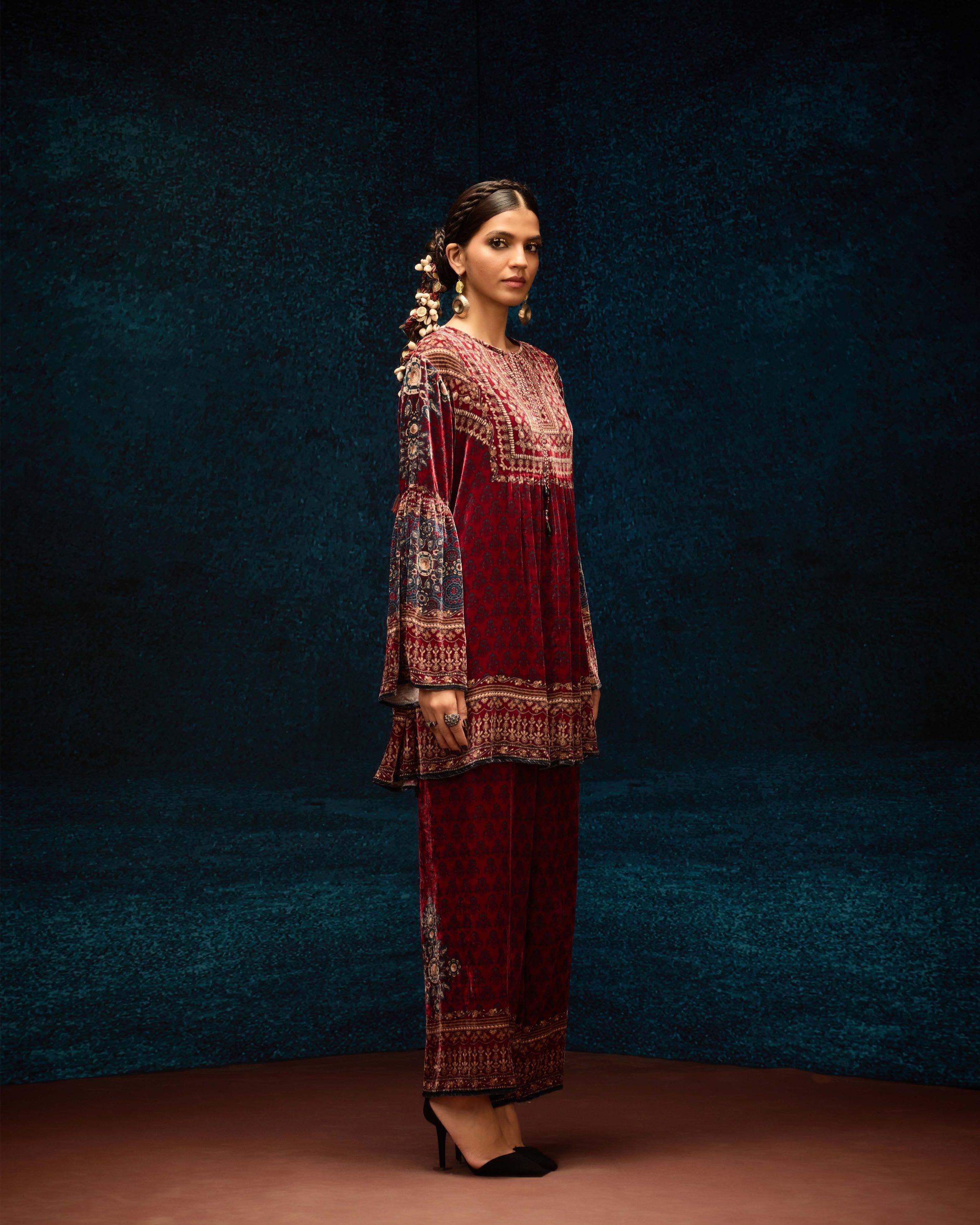Ajrakh : Pankti - Maroon