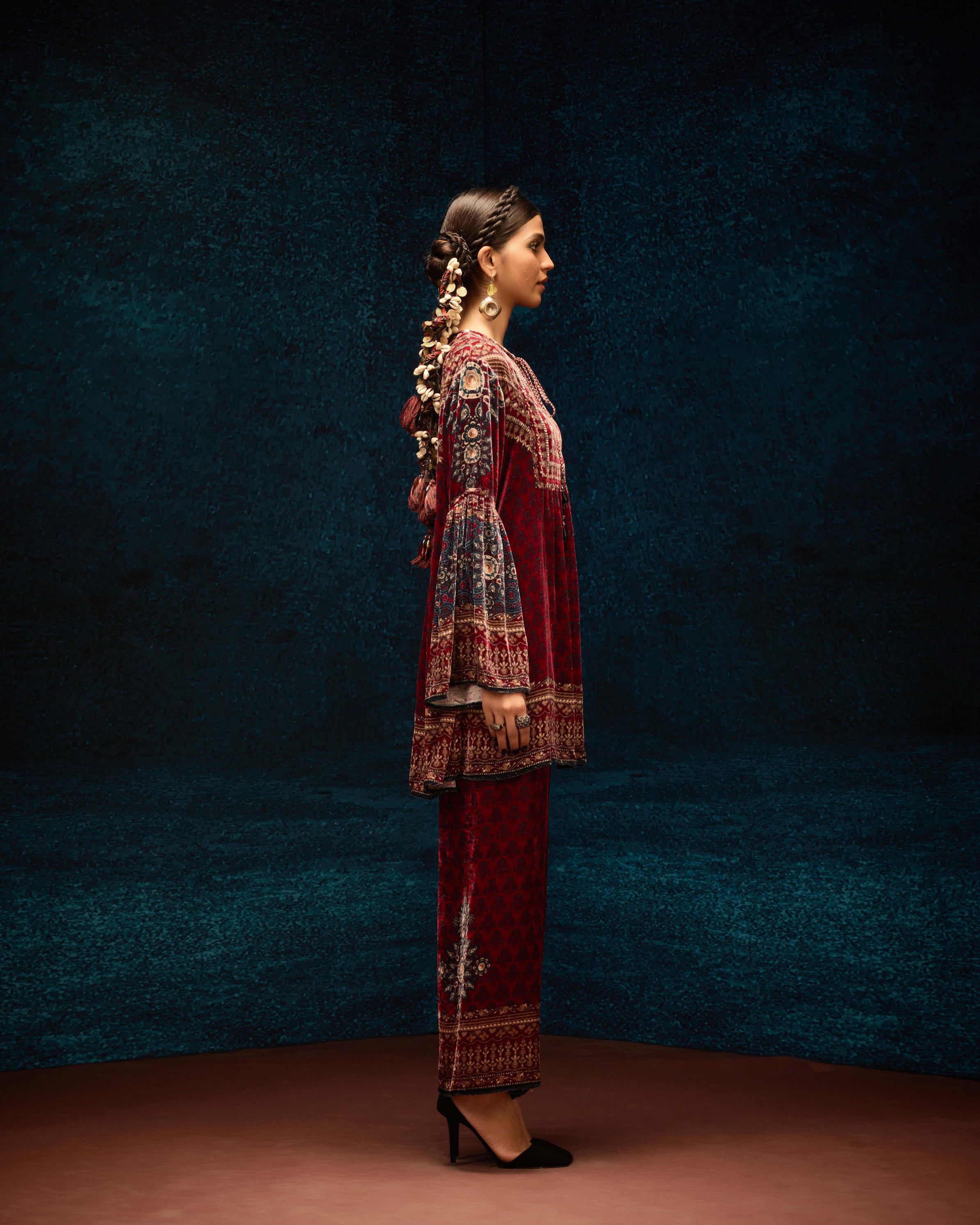 Ajrakh : Pankti - Maroon