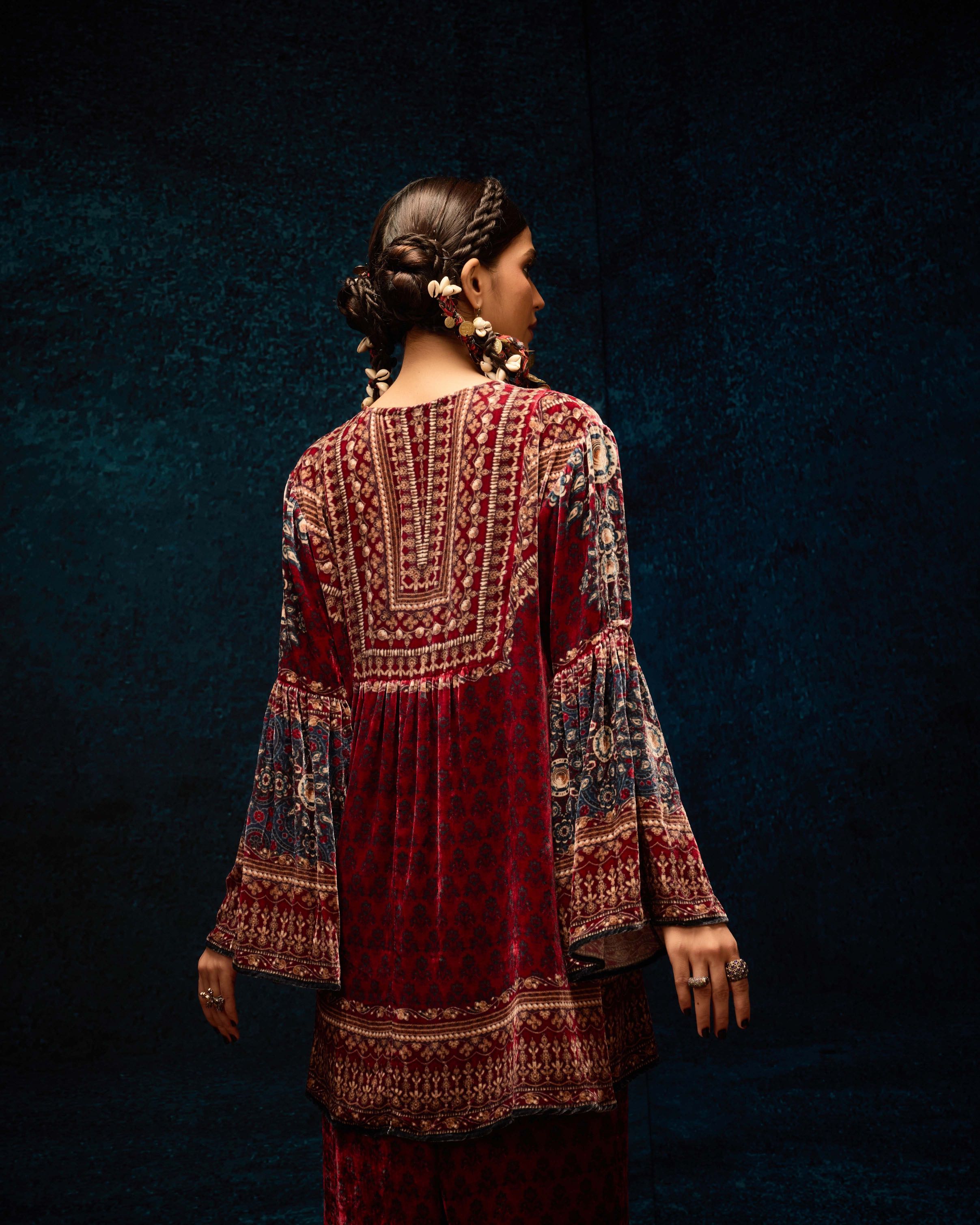 Ajrakh : Pankti - Maroon