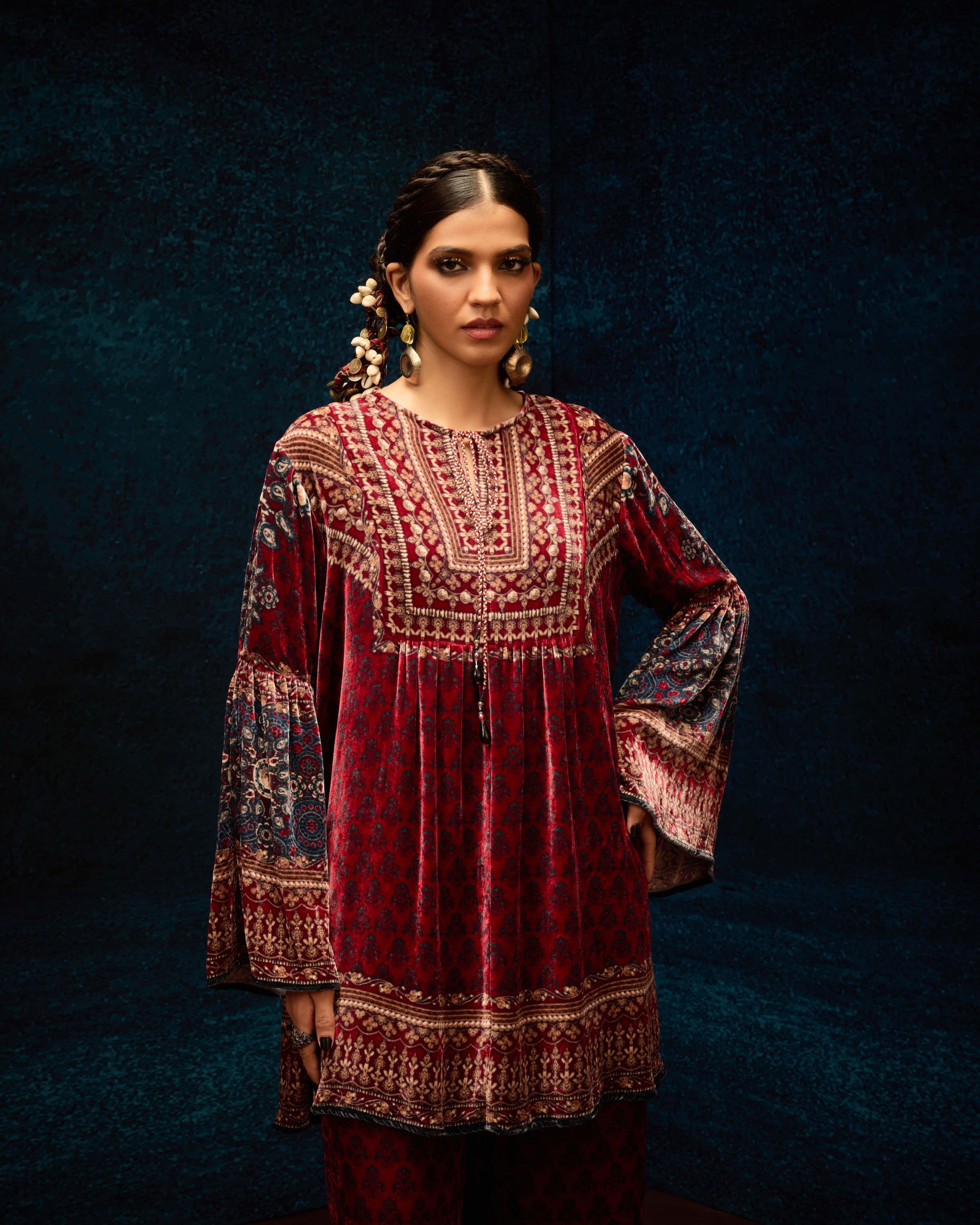 Ajrakh : Pankti - Maroon