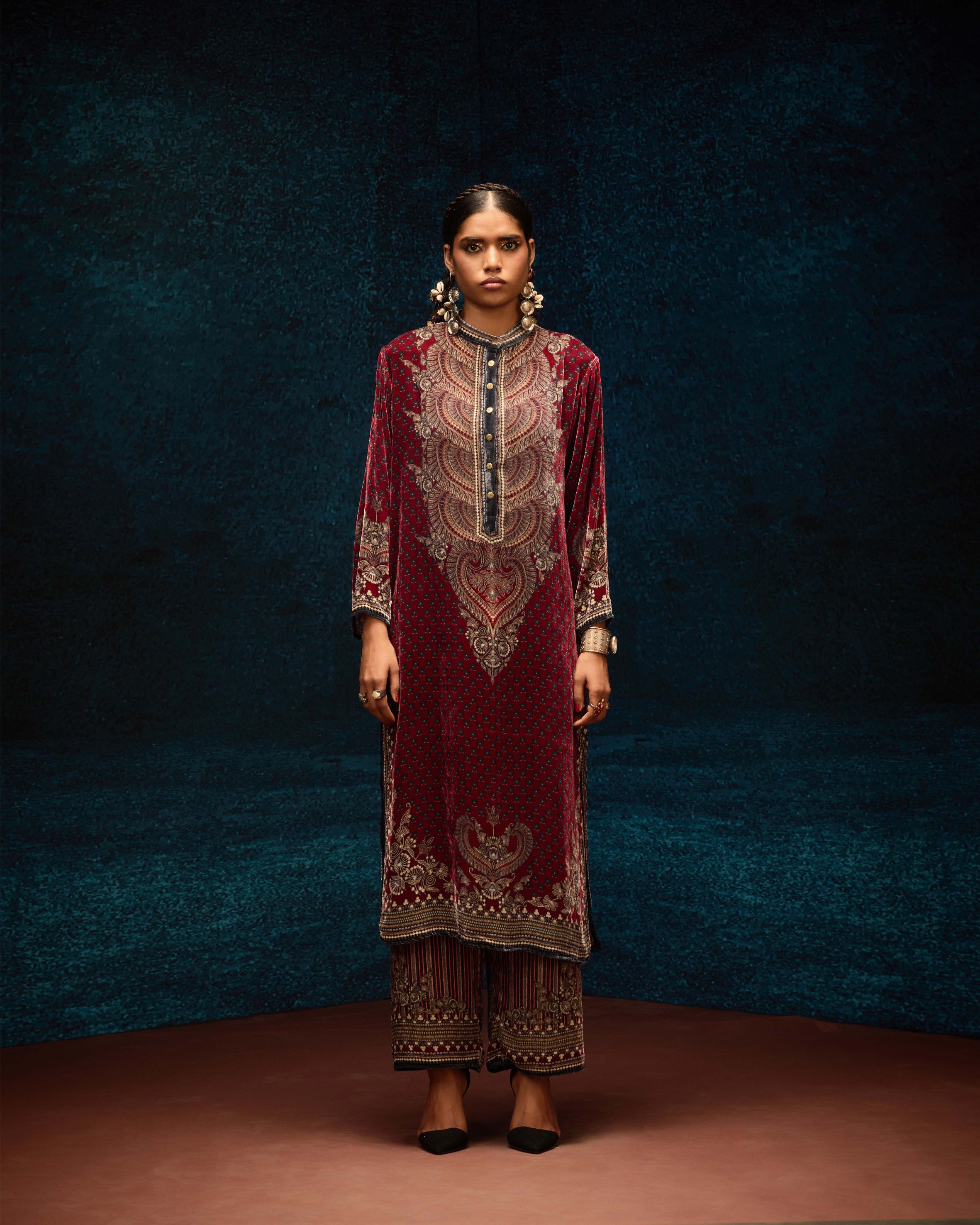 Ajrakh : Ramin - Maroon