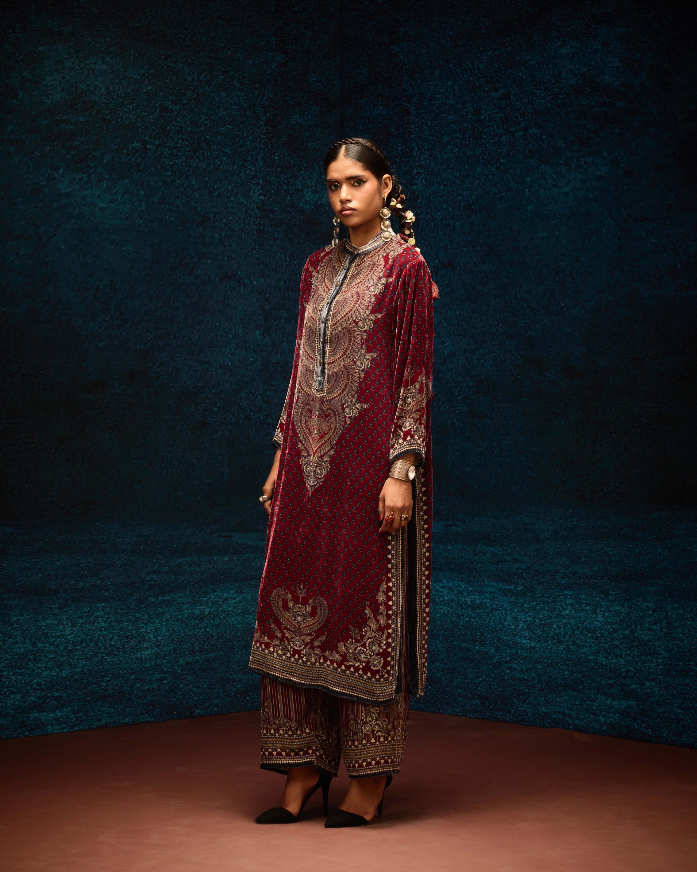 Ajrakh : Ramin - Maroon