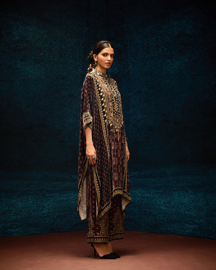 Ajrakh : Chantelle - Burgundy