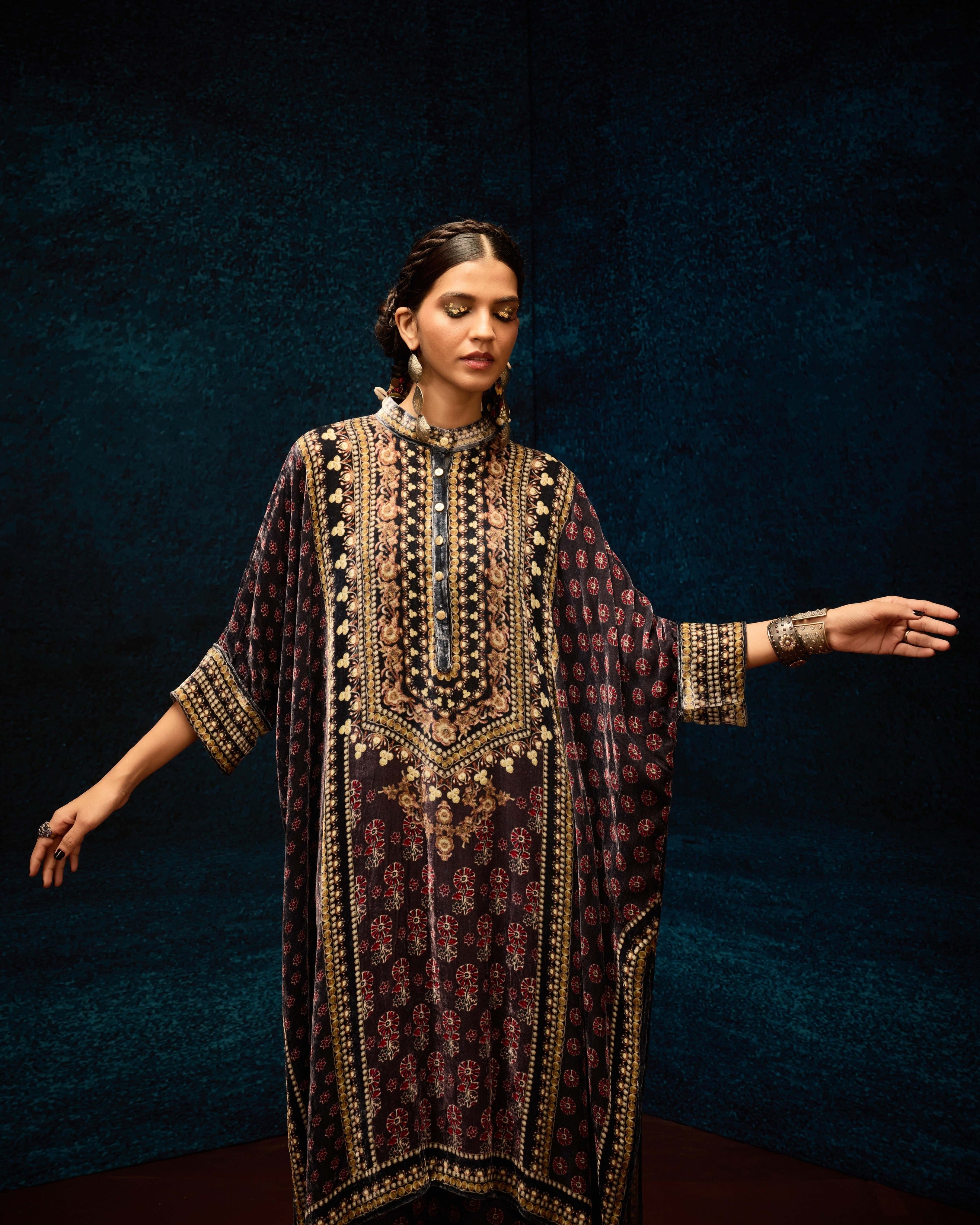 Ajrakh : Chantelle - Burgundy
