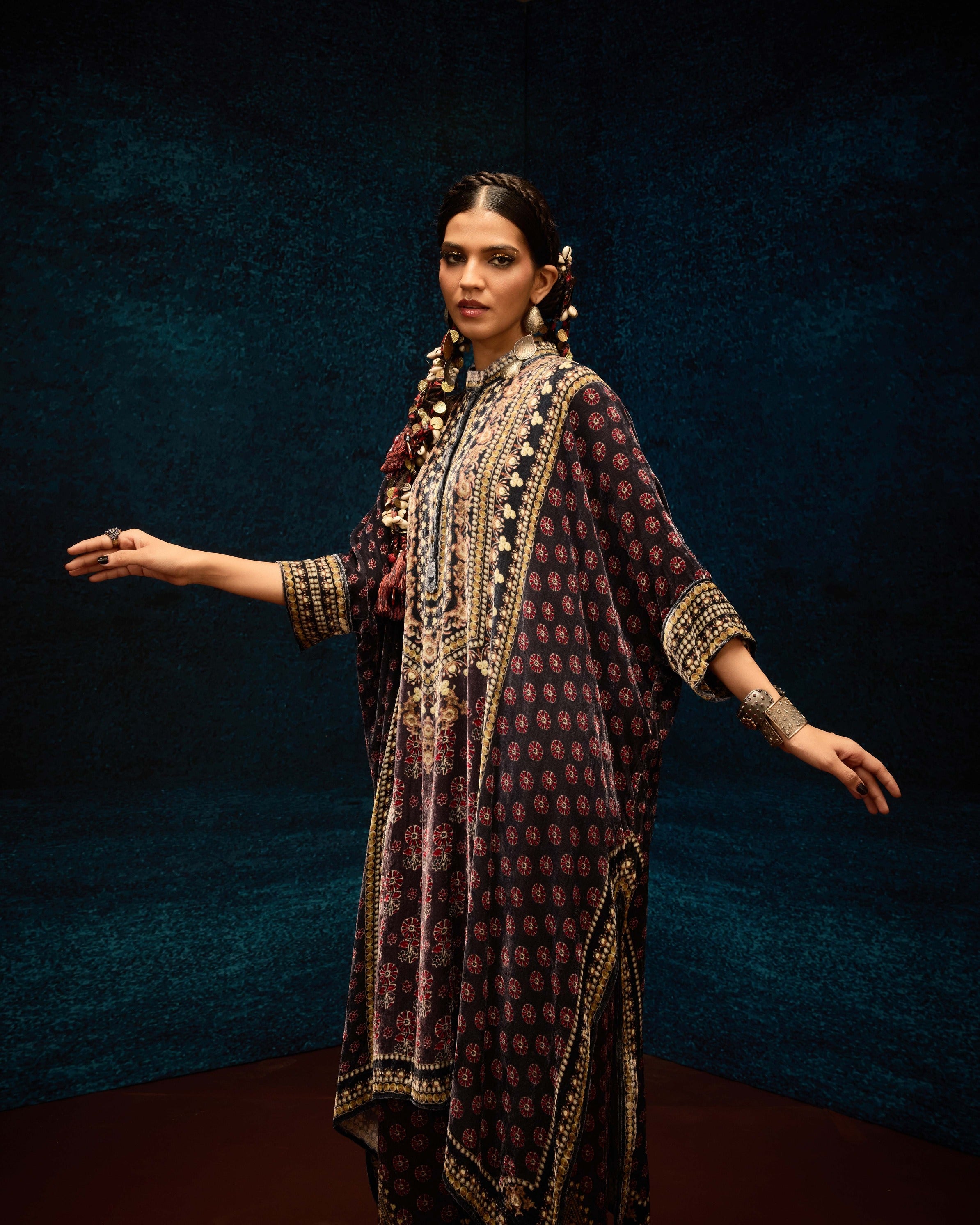 Ajrakh : Chantelle - Burgundy