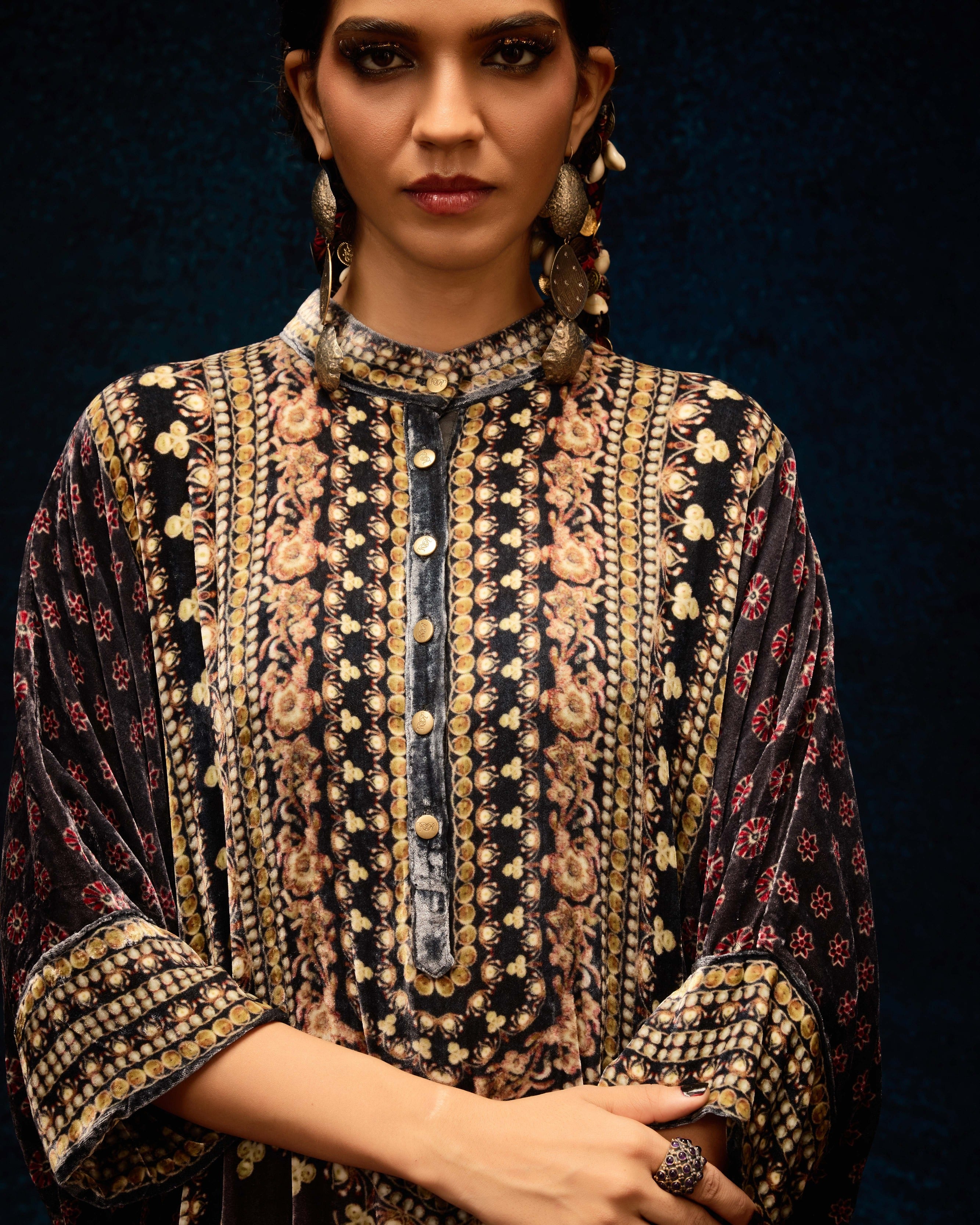Ajrakh : Chantelle - Burgundy