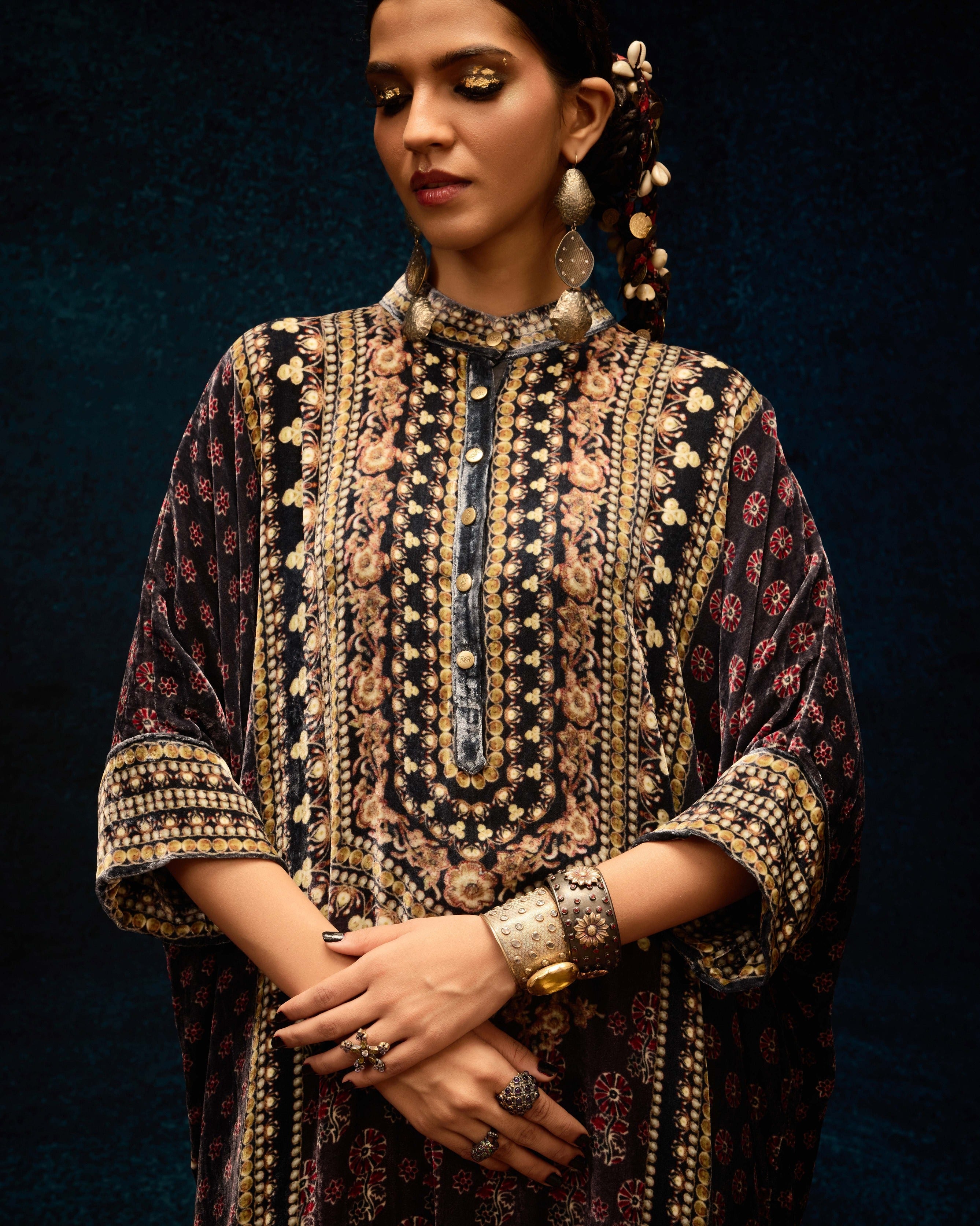 Ajrakh : Chantelle - Burgundy