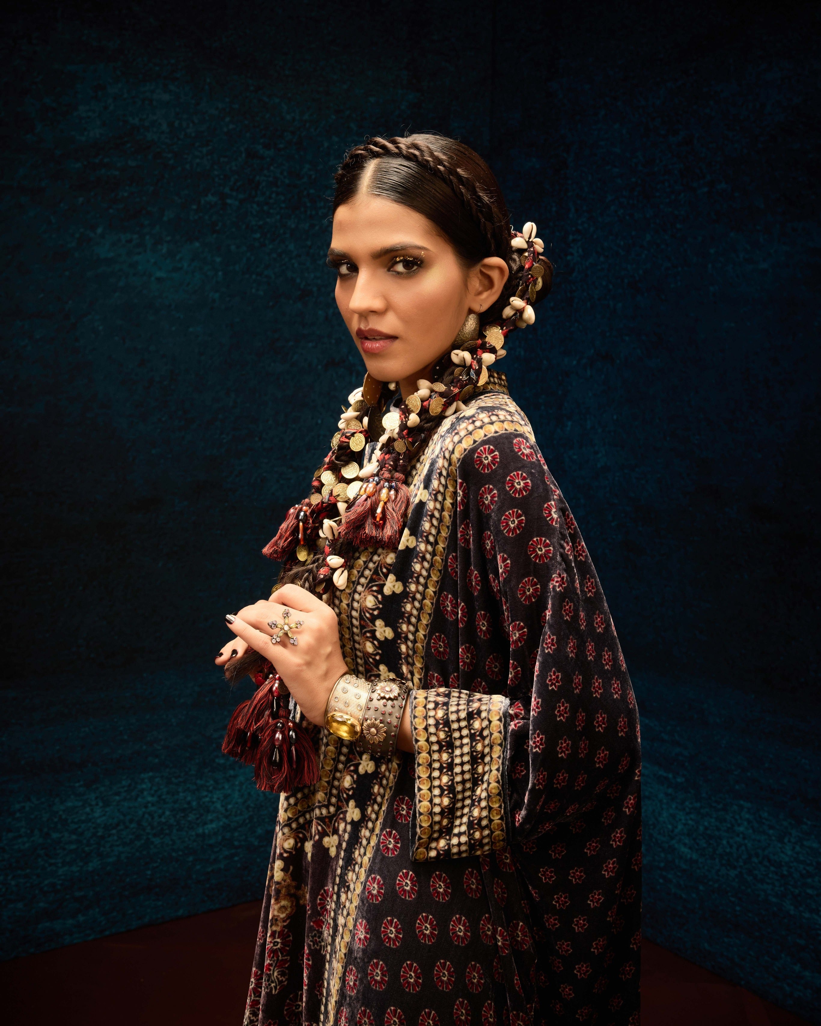 Ajrakh : Chantelle - Burgundy