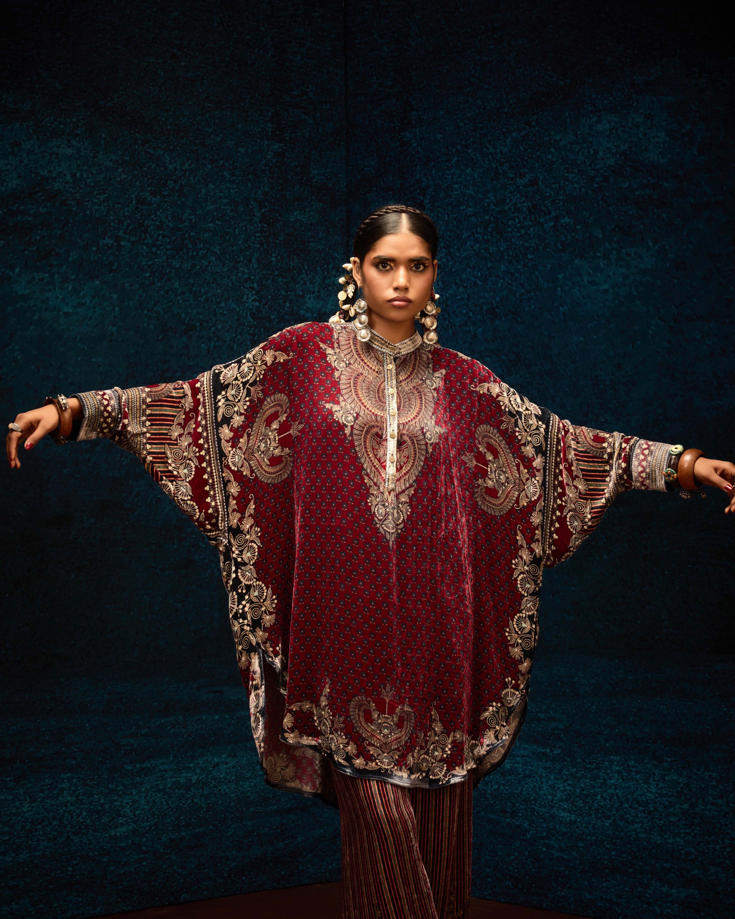 Ajrakh : Mabel - Maroon