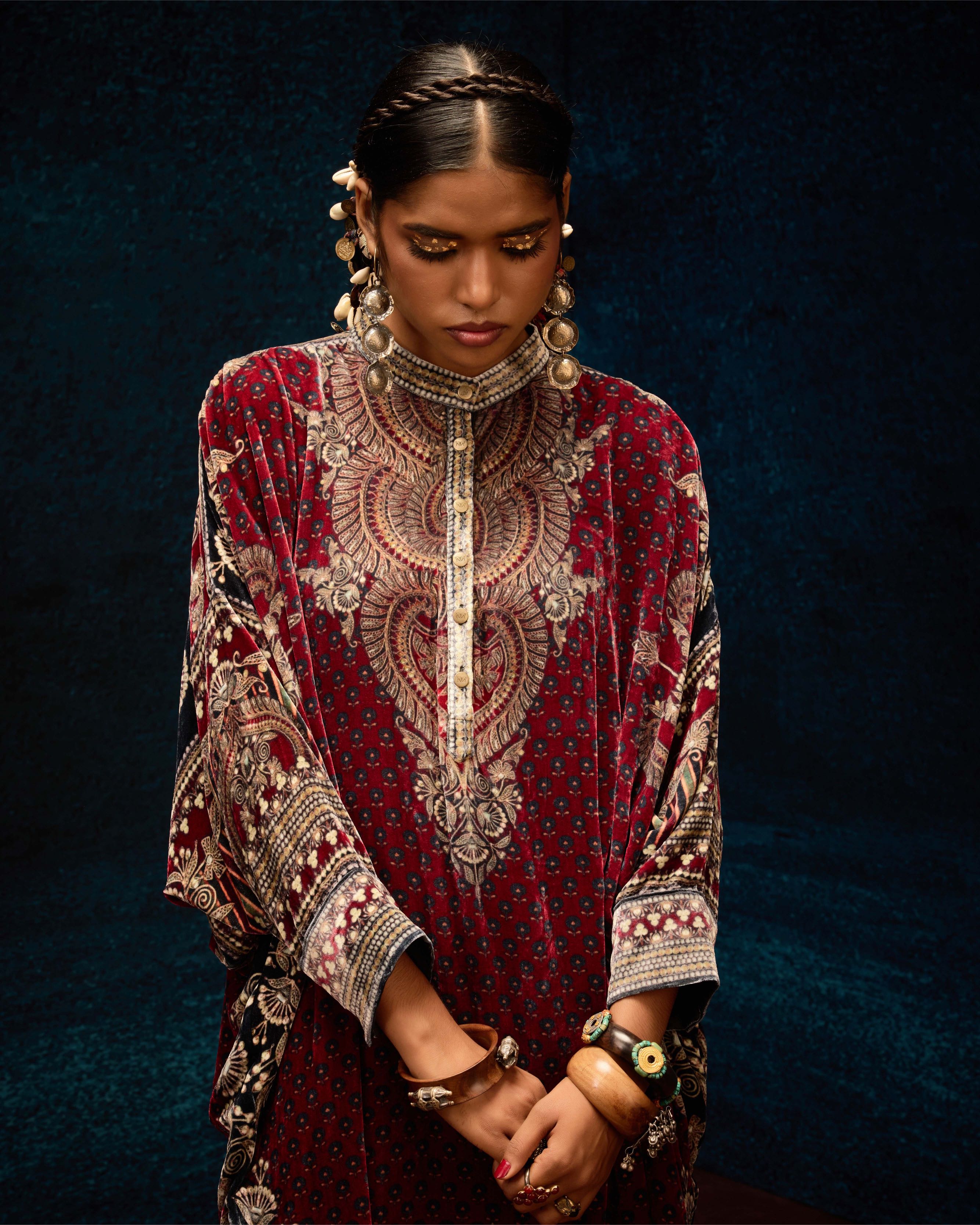 Ajrakh : Mabel - Maroon