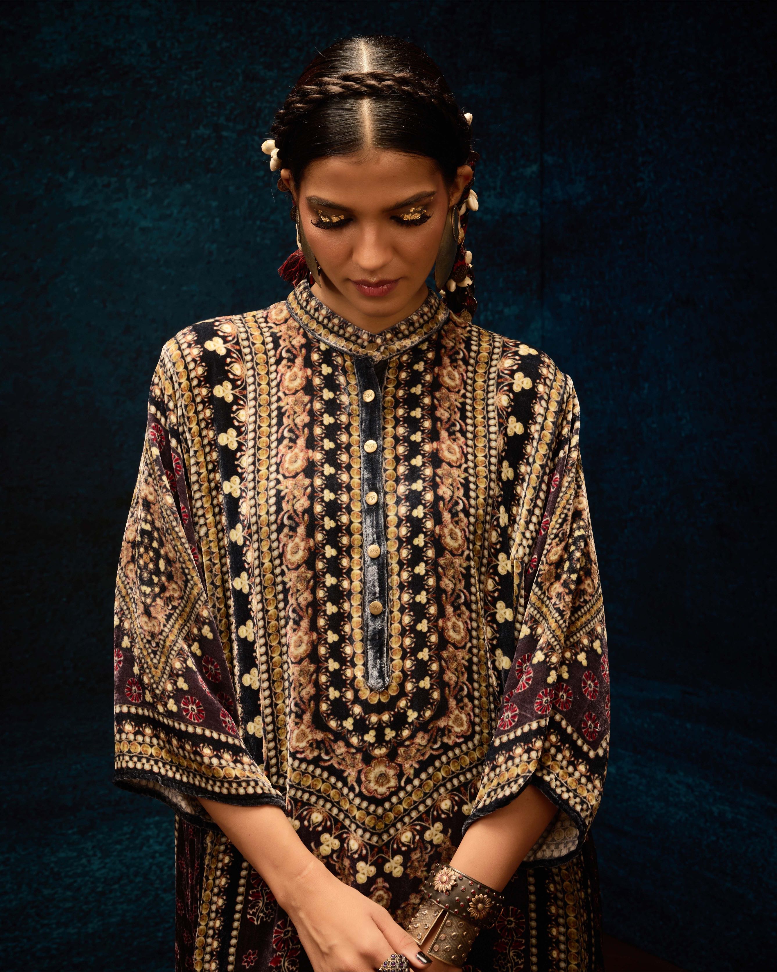 Ajrakh : Ghazala - Burgundy