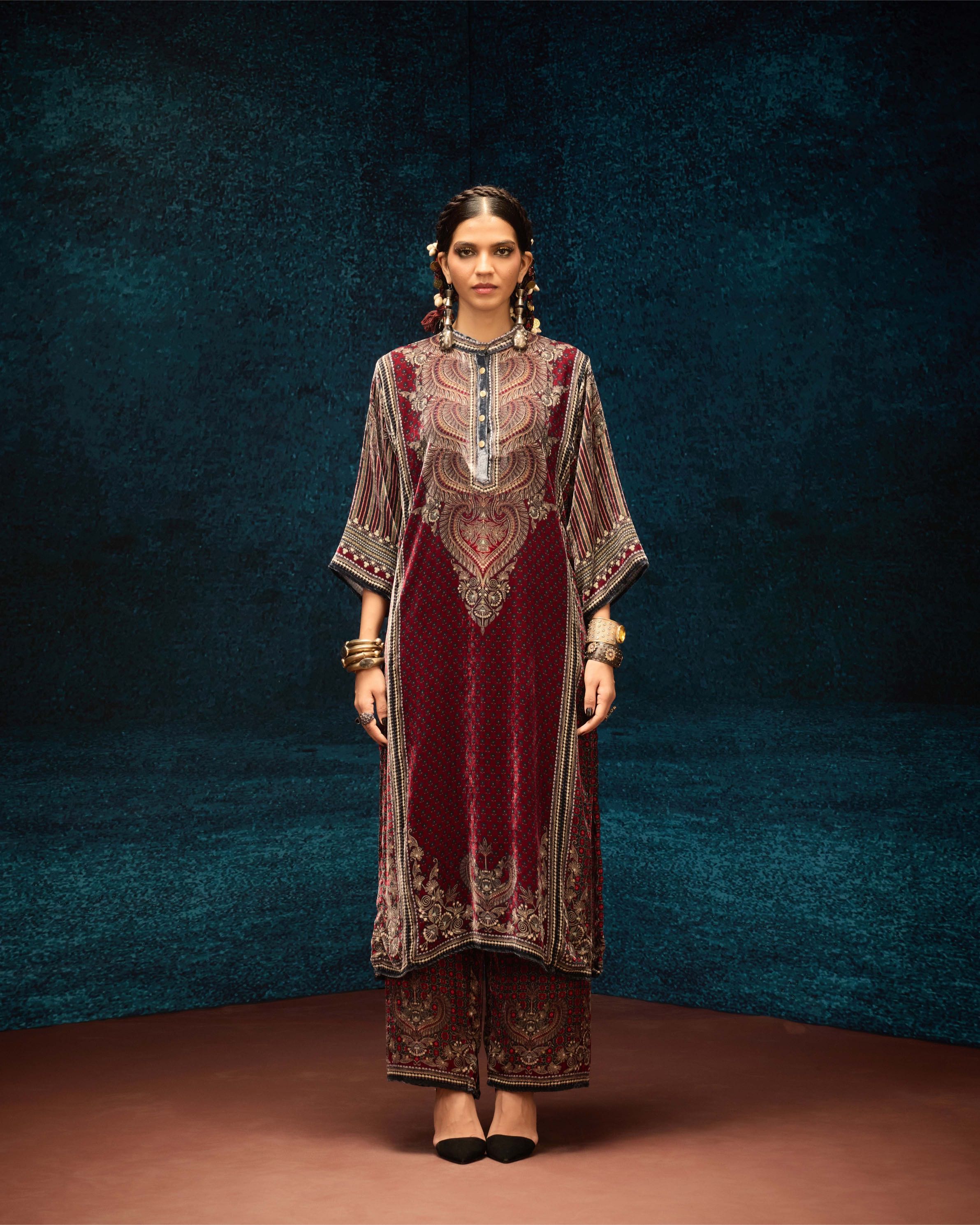 Ajrakh : Ghazala - Maroon