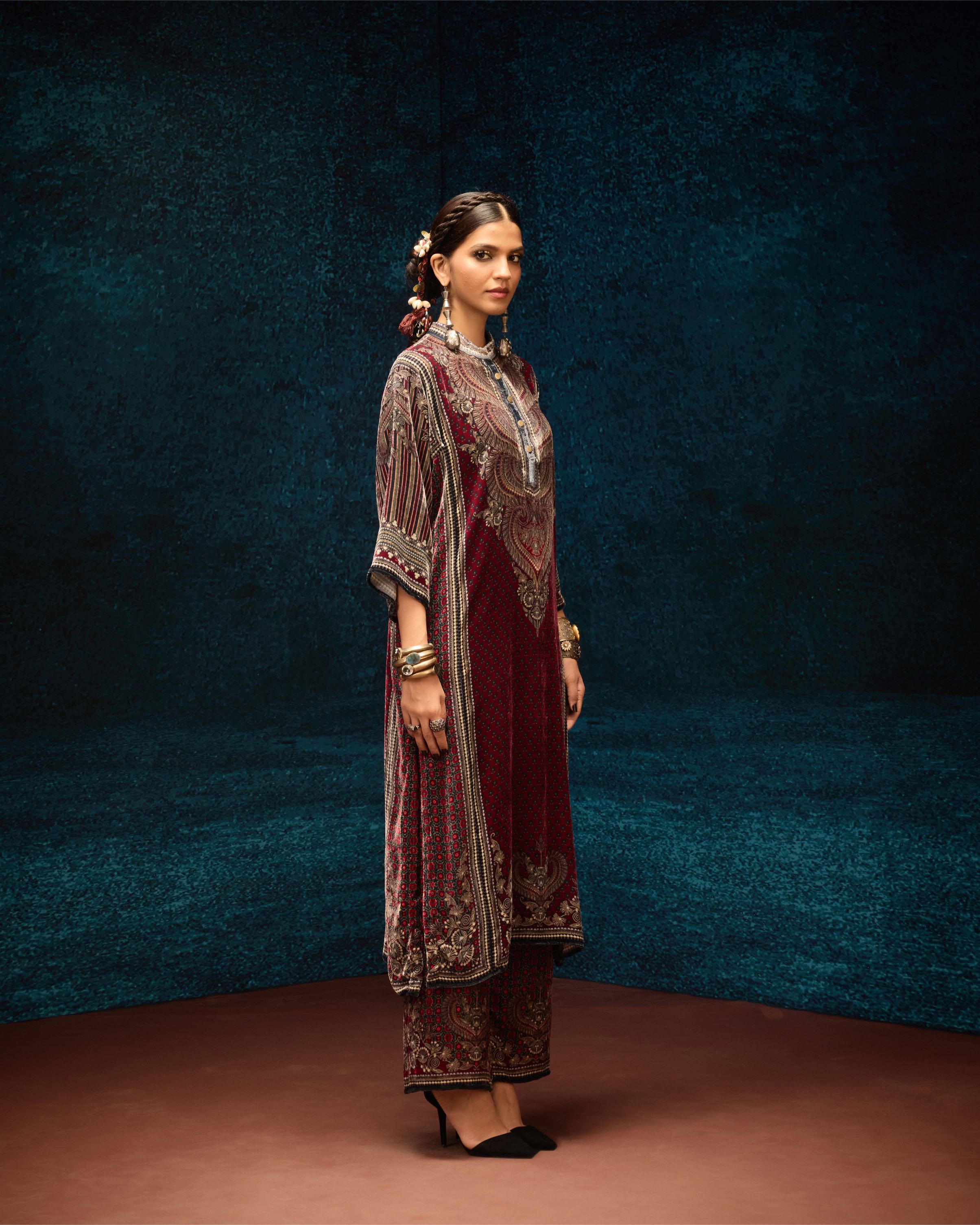 Ajrakh : Ghazala - Maroon