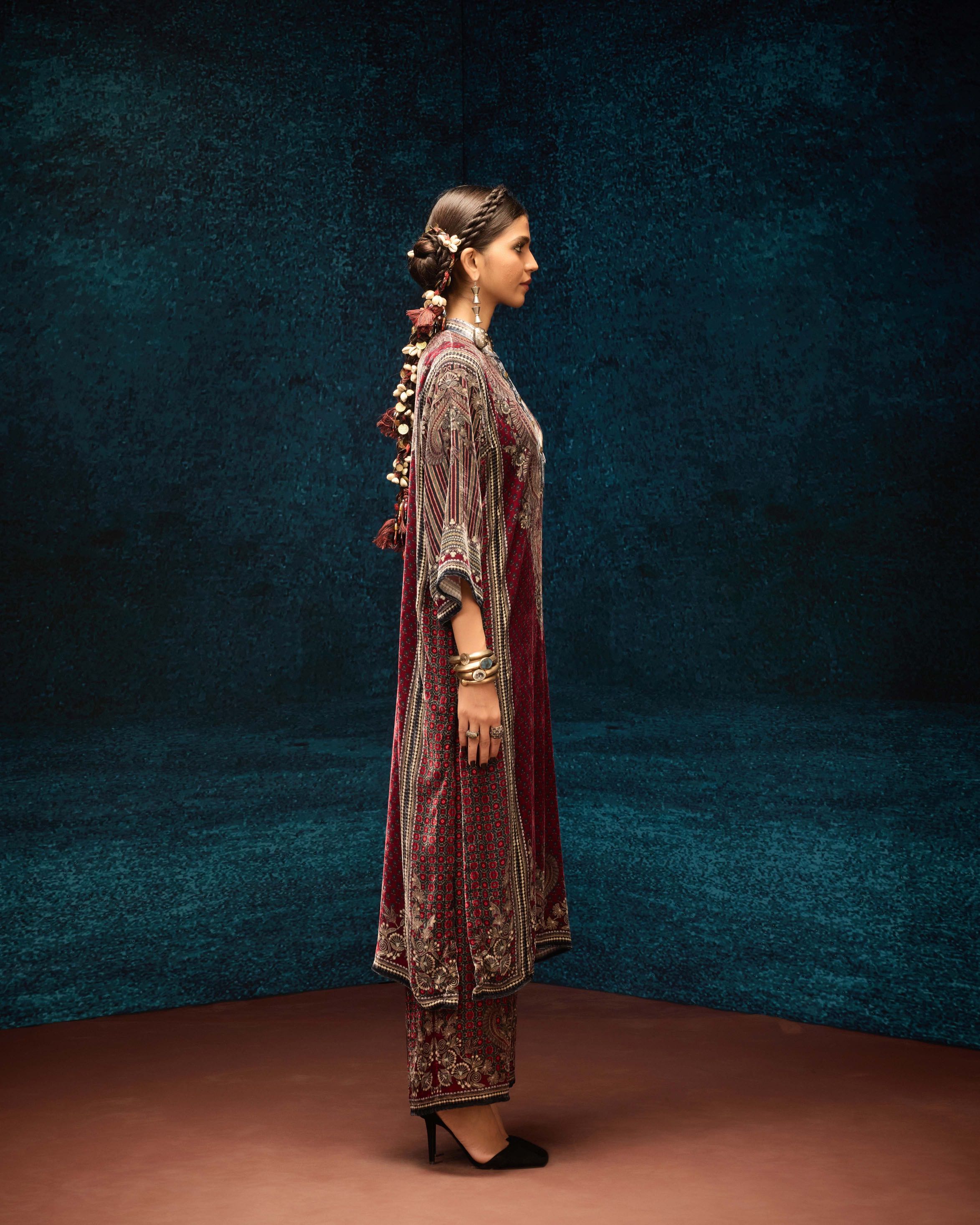 Ajrakh : Ghazala - Maroon