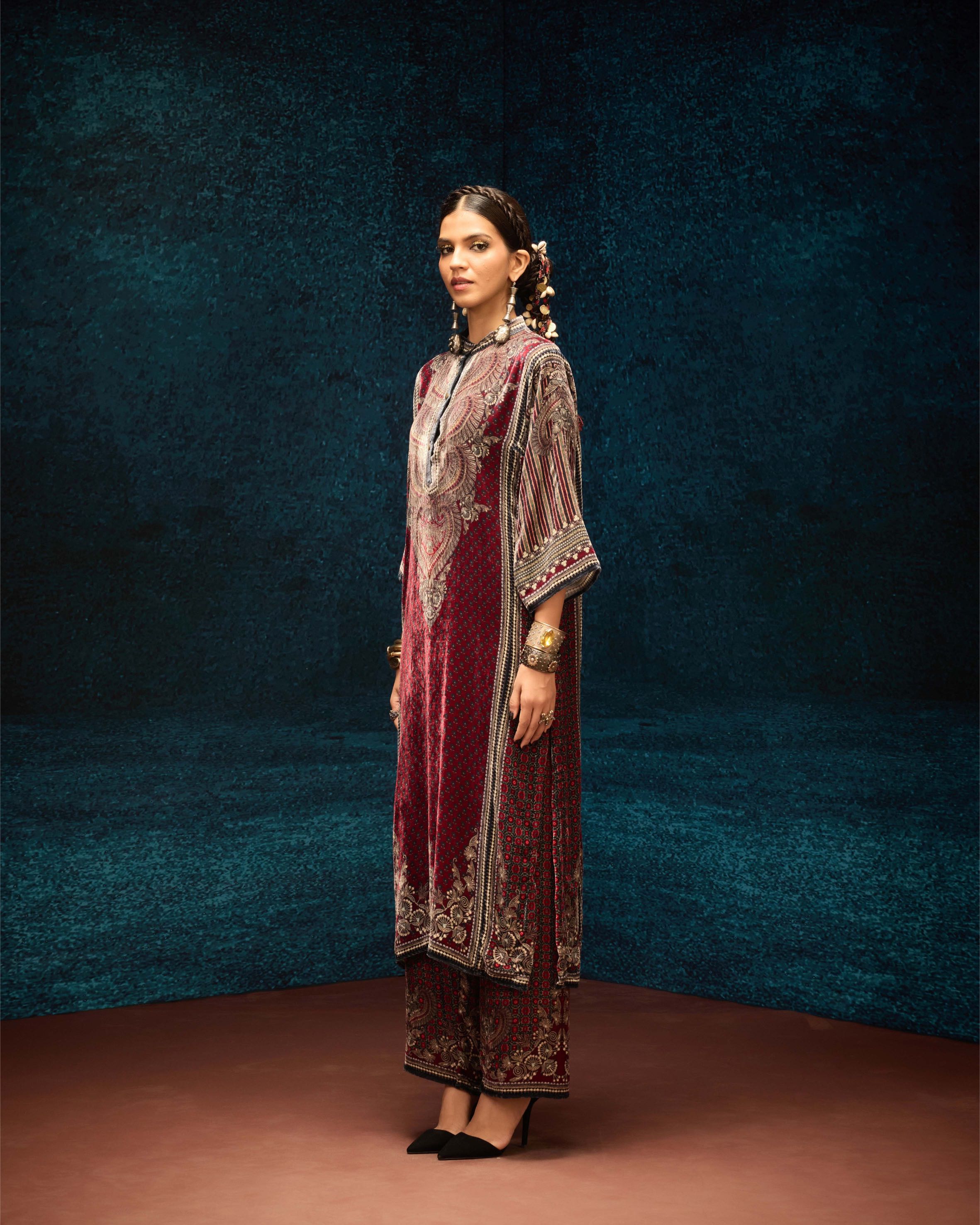 Ajrakh : Ghazala - Maroon