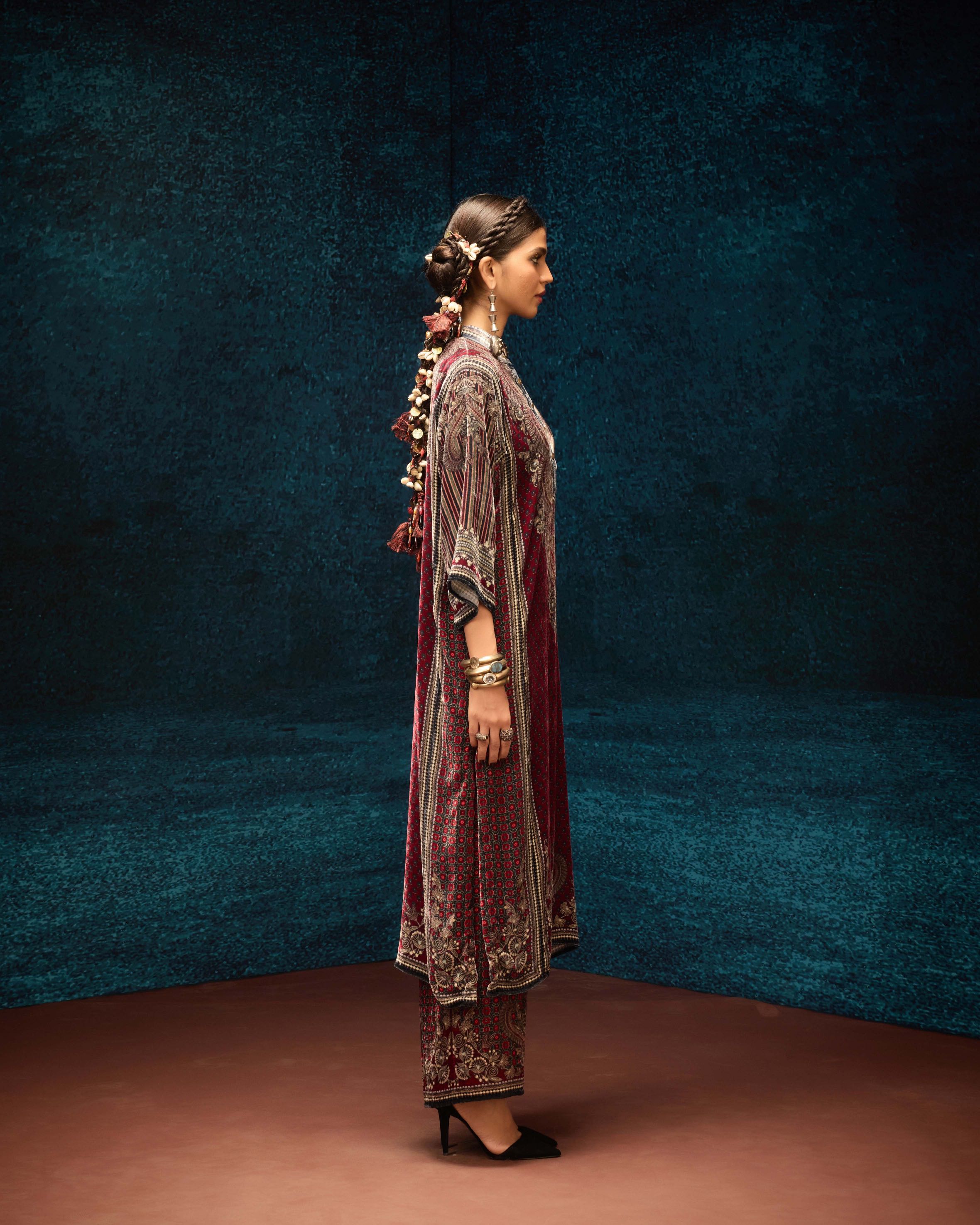 Ajrakh : Ghazala - Maroon