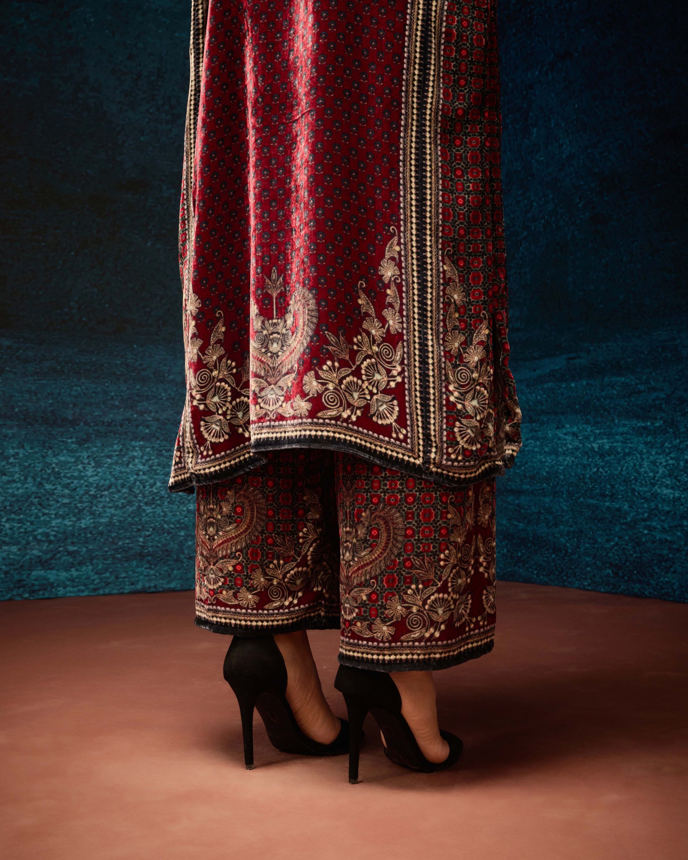 Ajrakh : Ghazala - Maroon