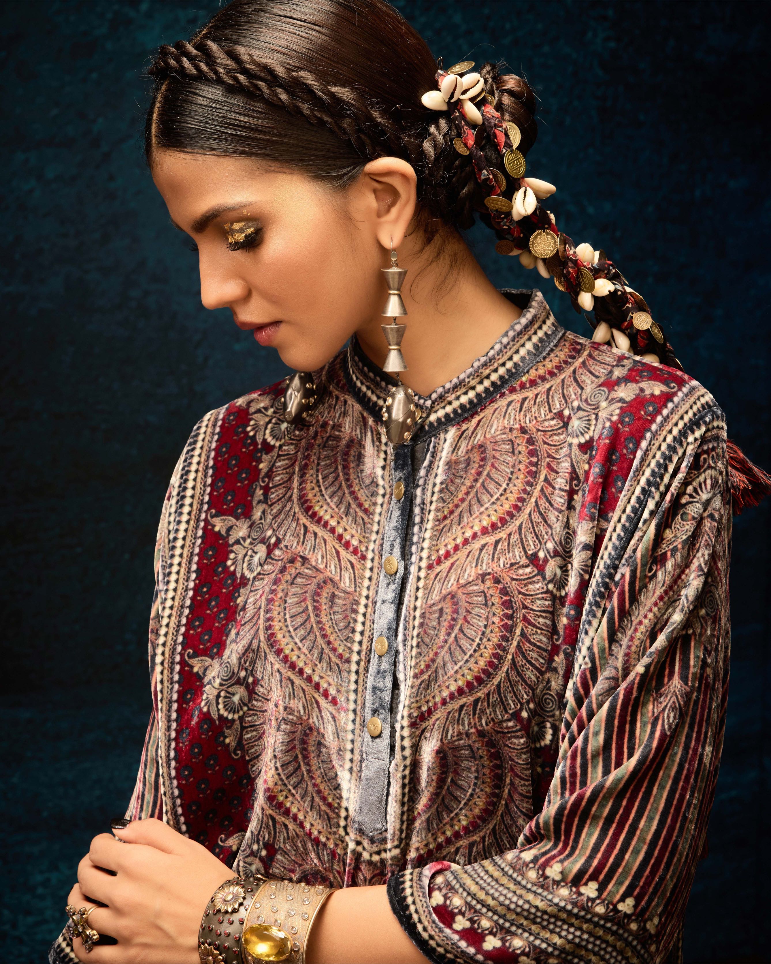 Ajrakh : Ghazala - Maroon
