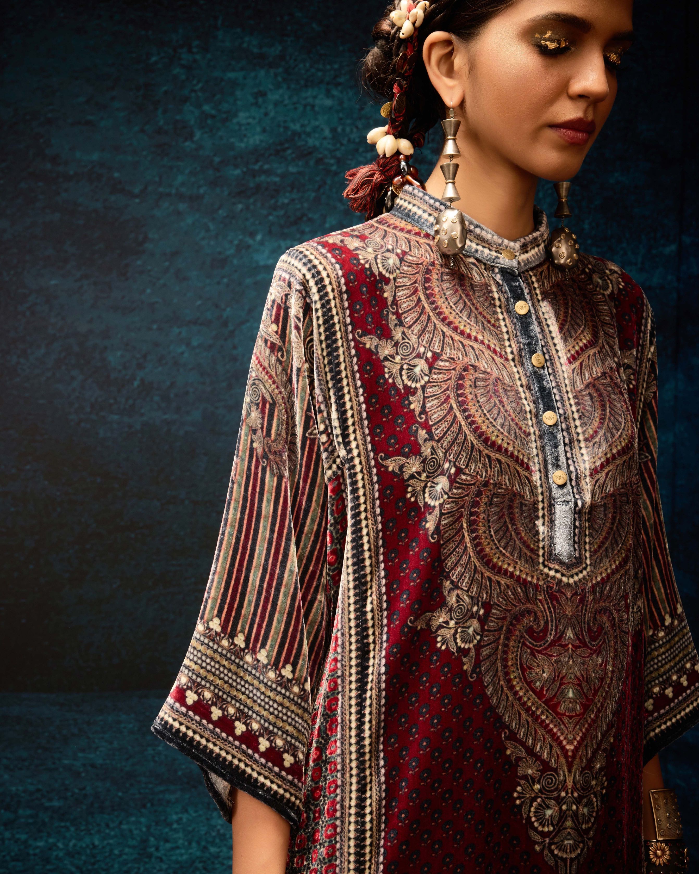 Ajrakh : Ghazala - Maroon