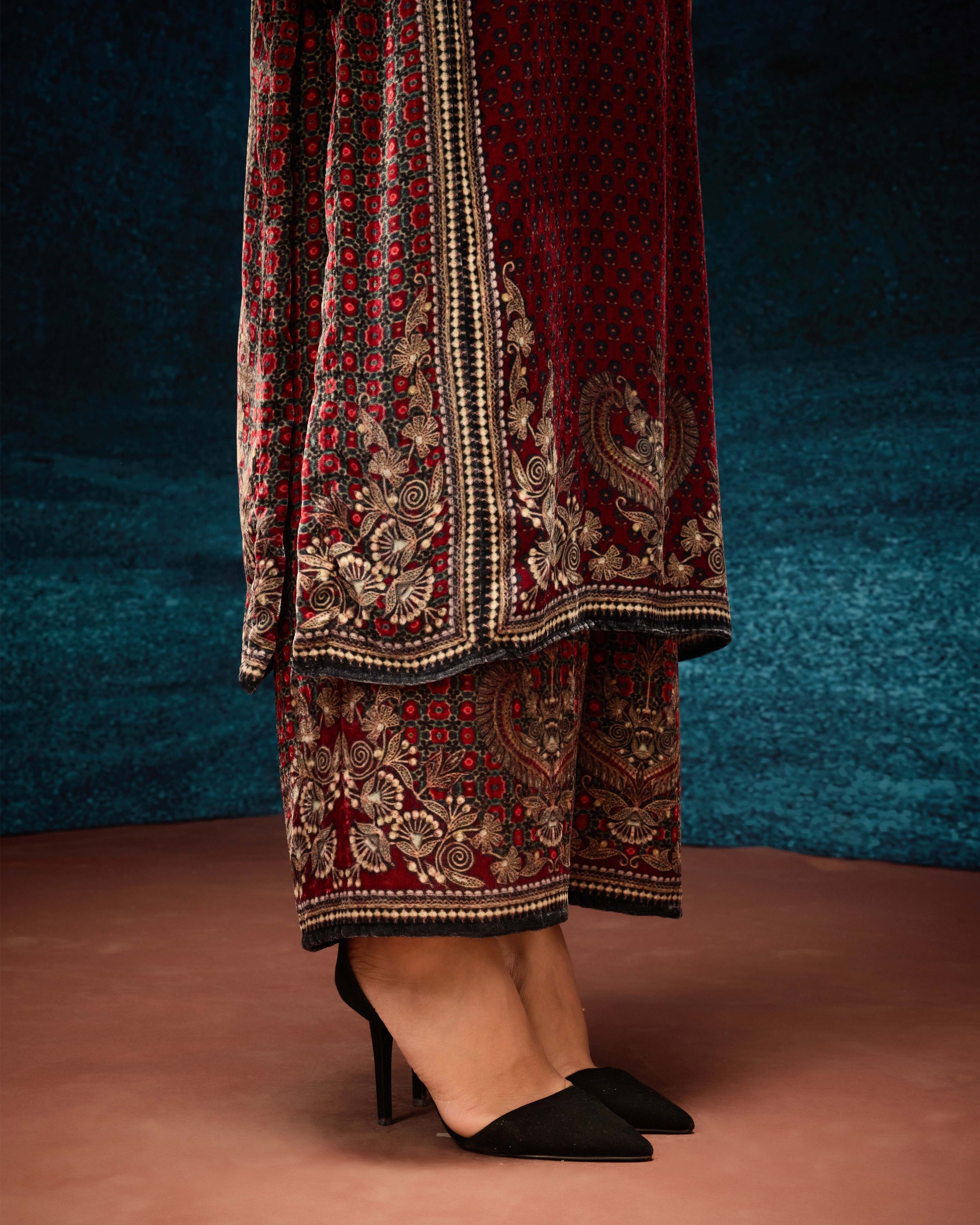 Ajrakh : Ghazala - Maroon