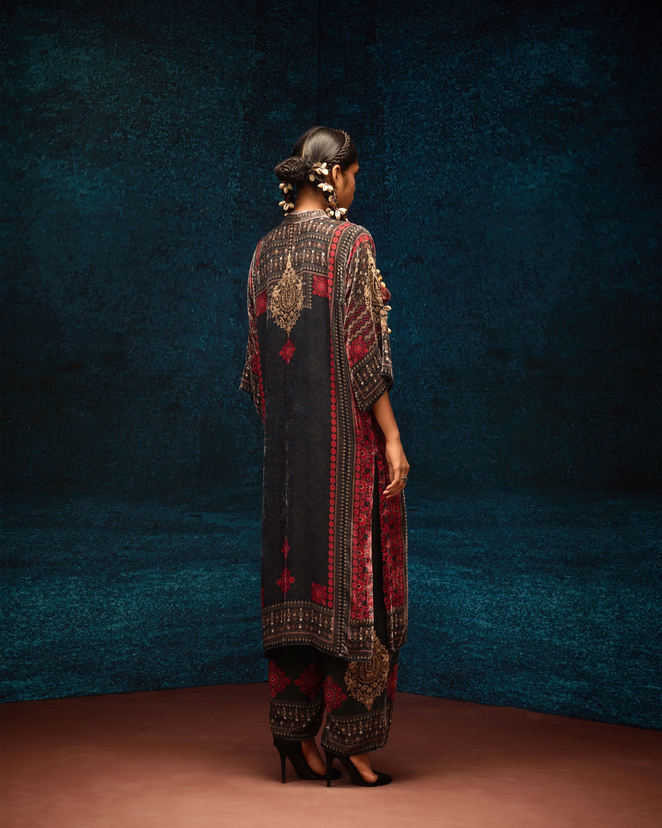 Ajrakh : Ghazala - Red/Black