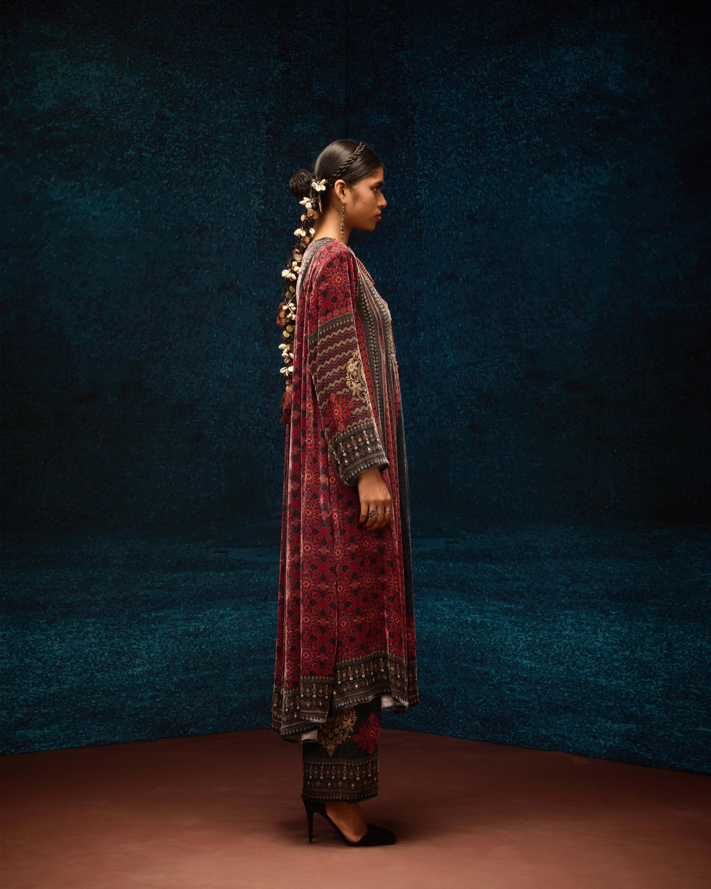 Ajrakh : Anisha - Red/Black