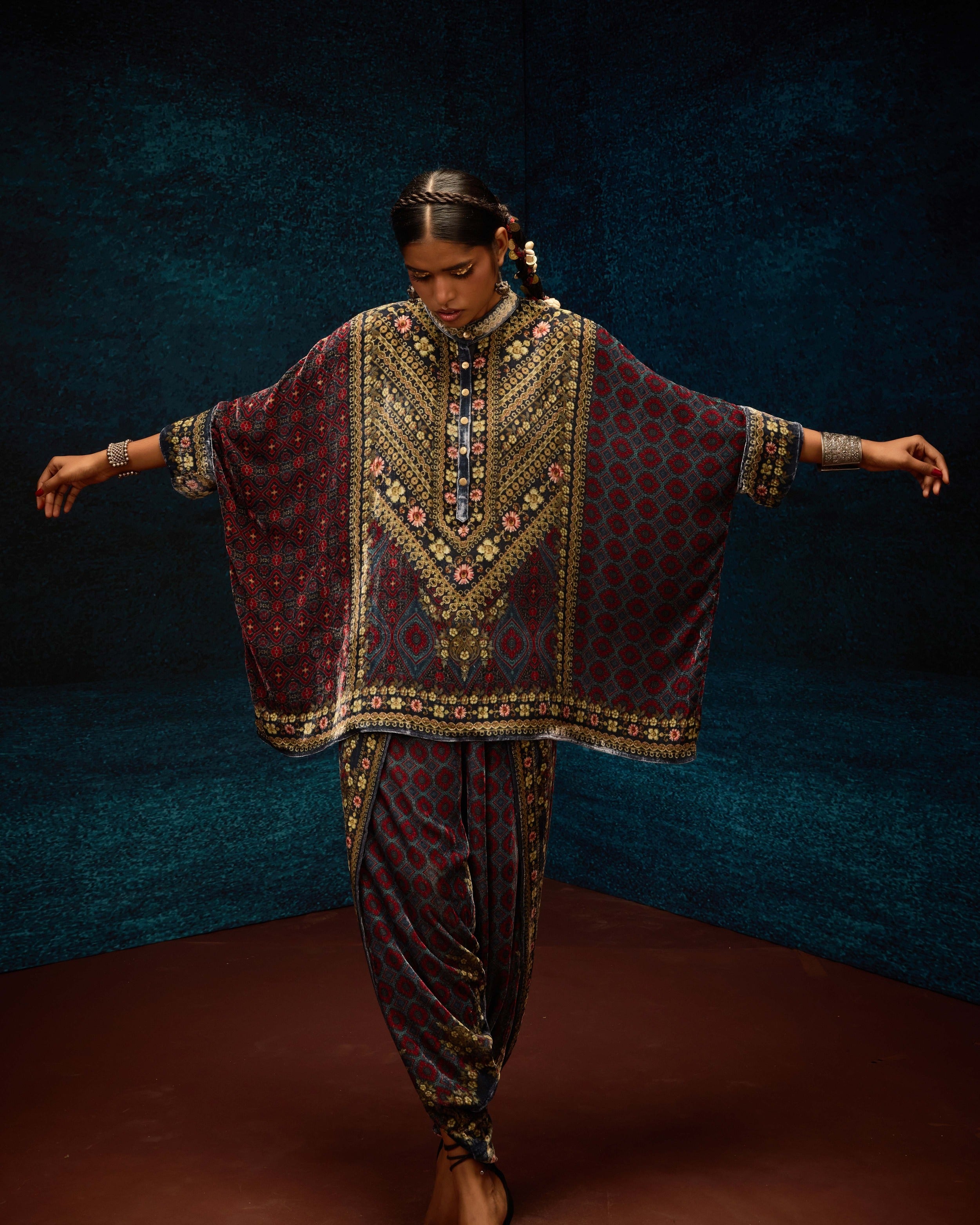 Ajrakh : Chanel - Blue/Maroon