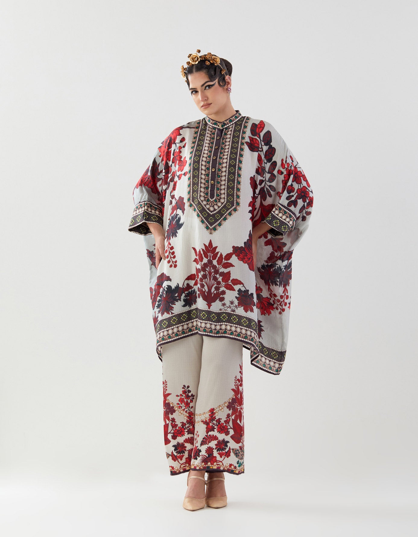 Nizam : Chanel 36" - Ivory/Red