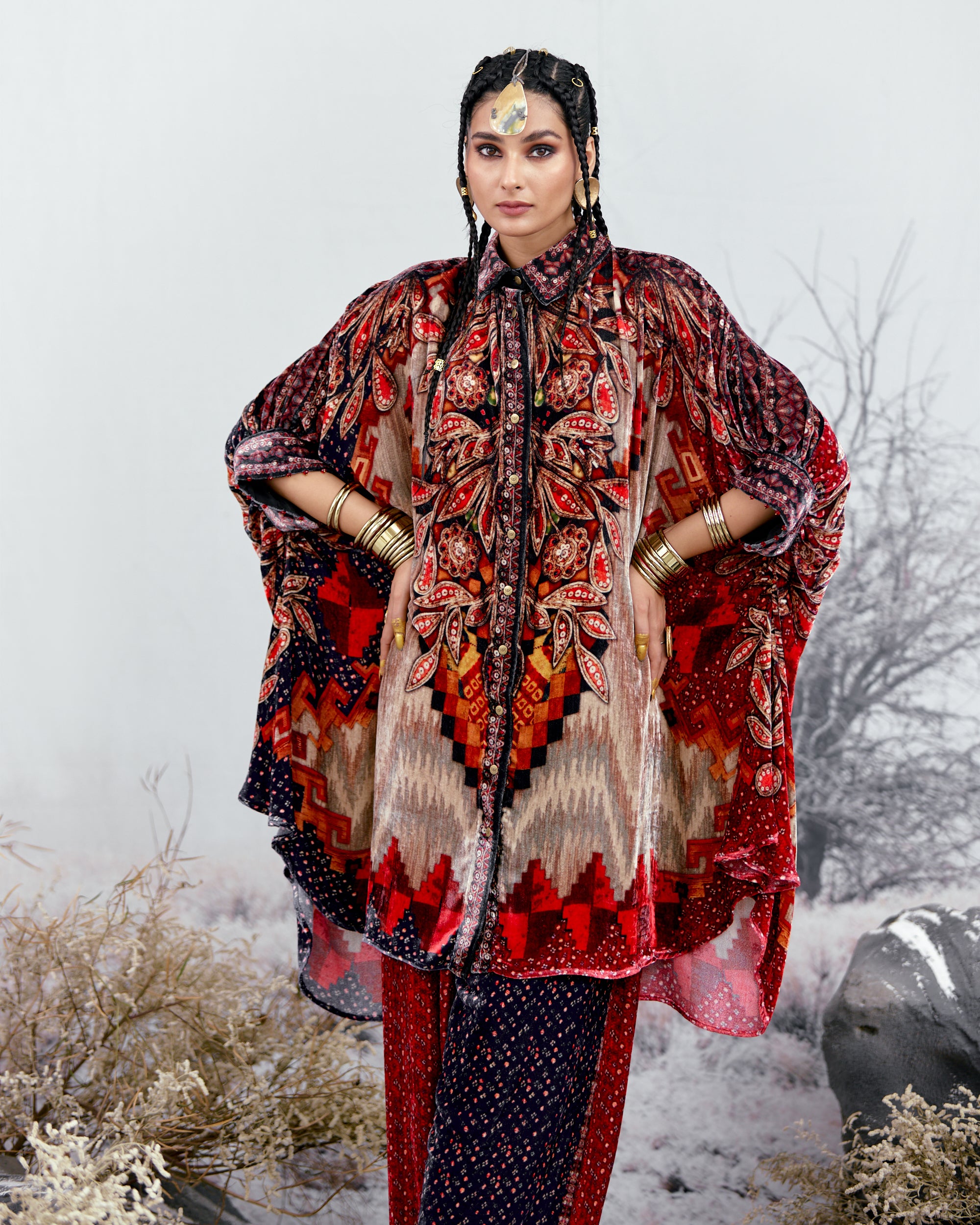 Tijori : Kamara - Indigo/Red