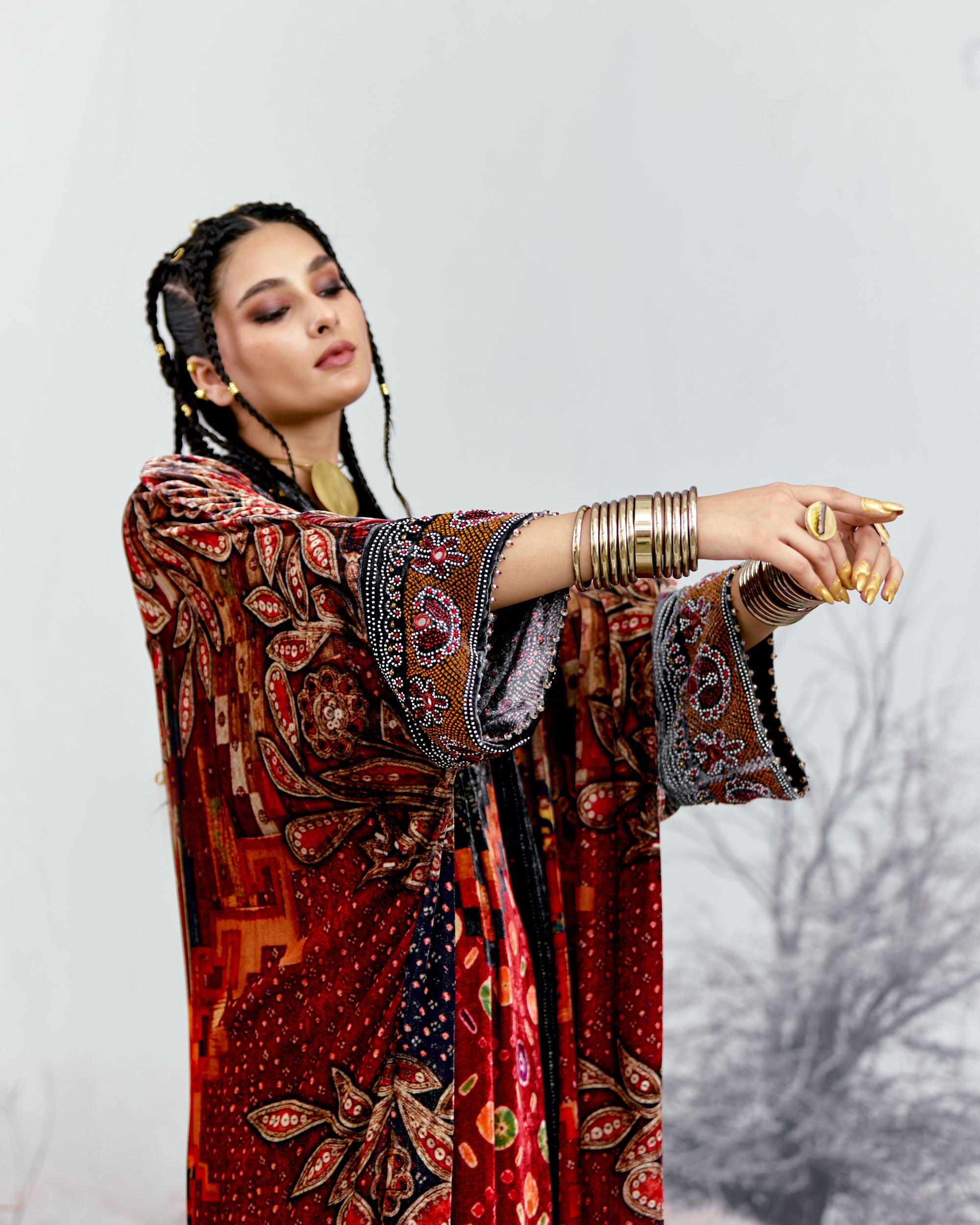 Tijori : Abaya - Red/Multi