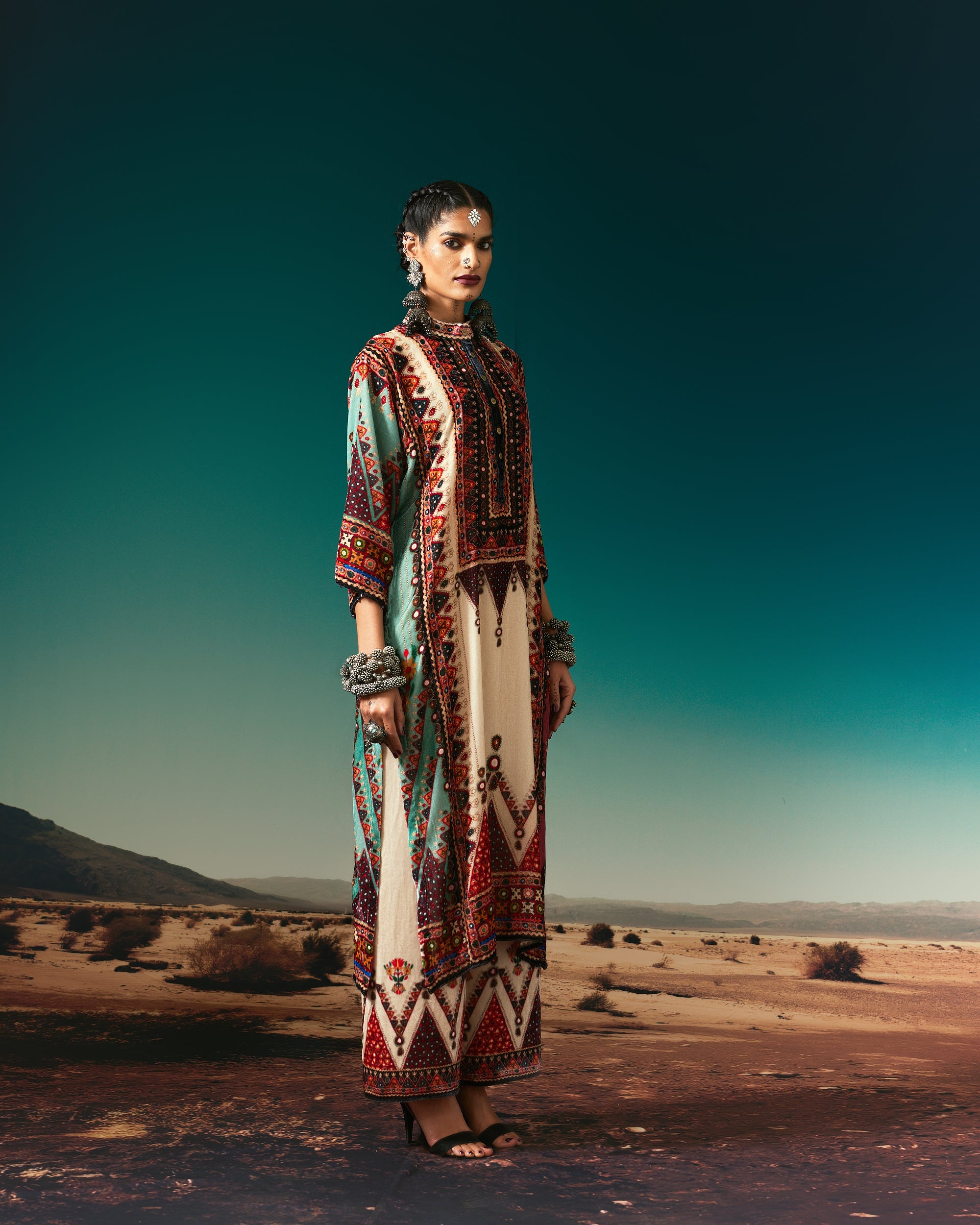 Kutch : Ghazala - Eggshell/Rose/Aqua