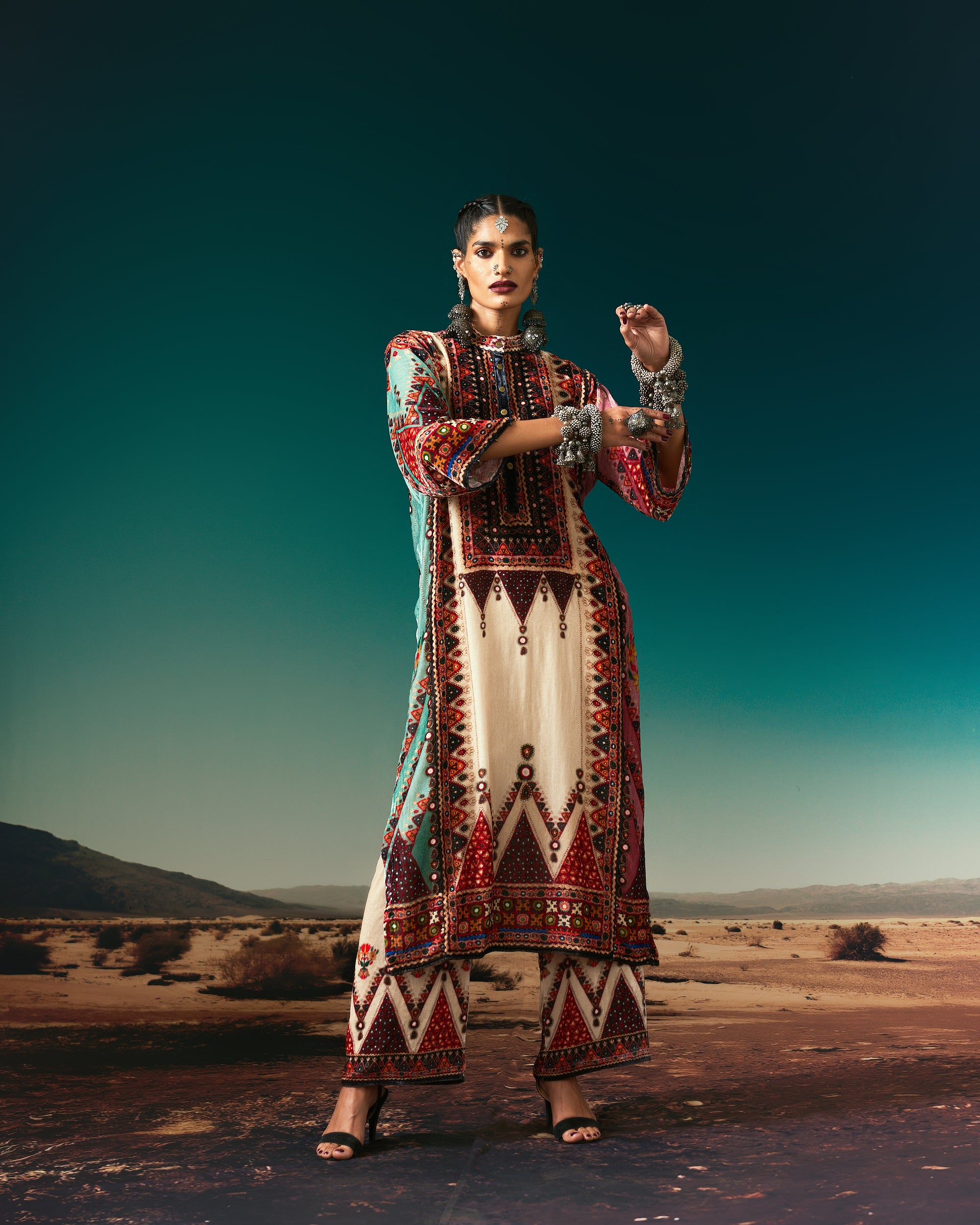 Kutch : Ghazala - Eggshell/Rose/Aqua